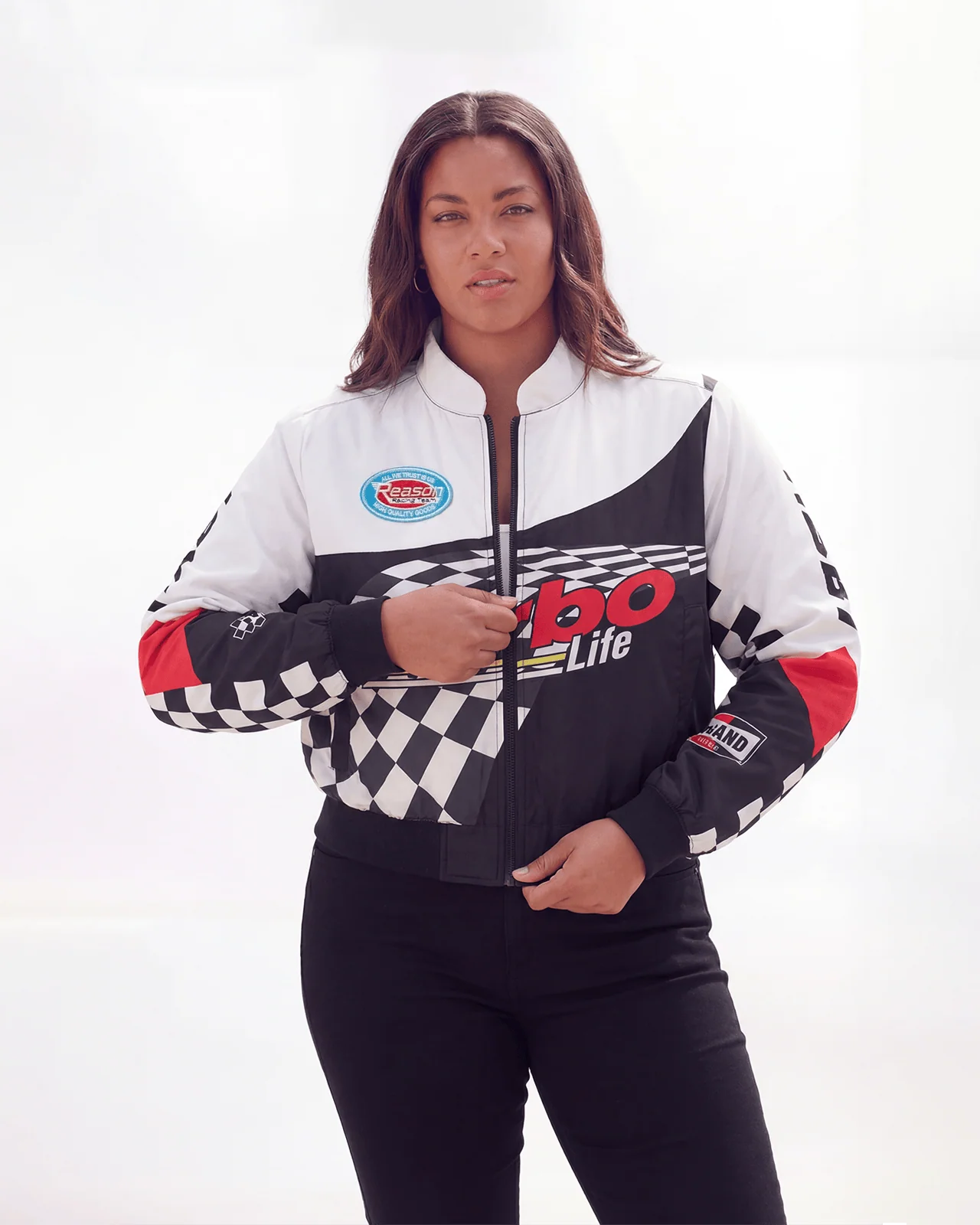 Women Plus Size Baby Girl Racing Jacket - Image 2
