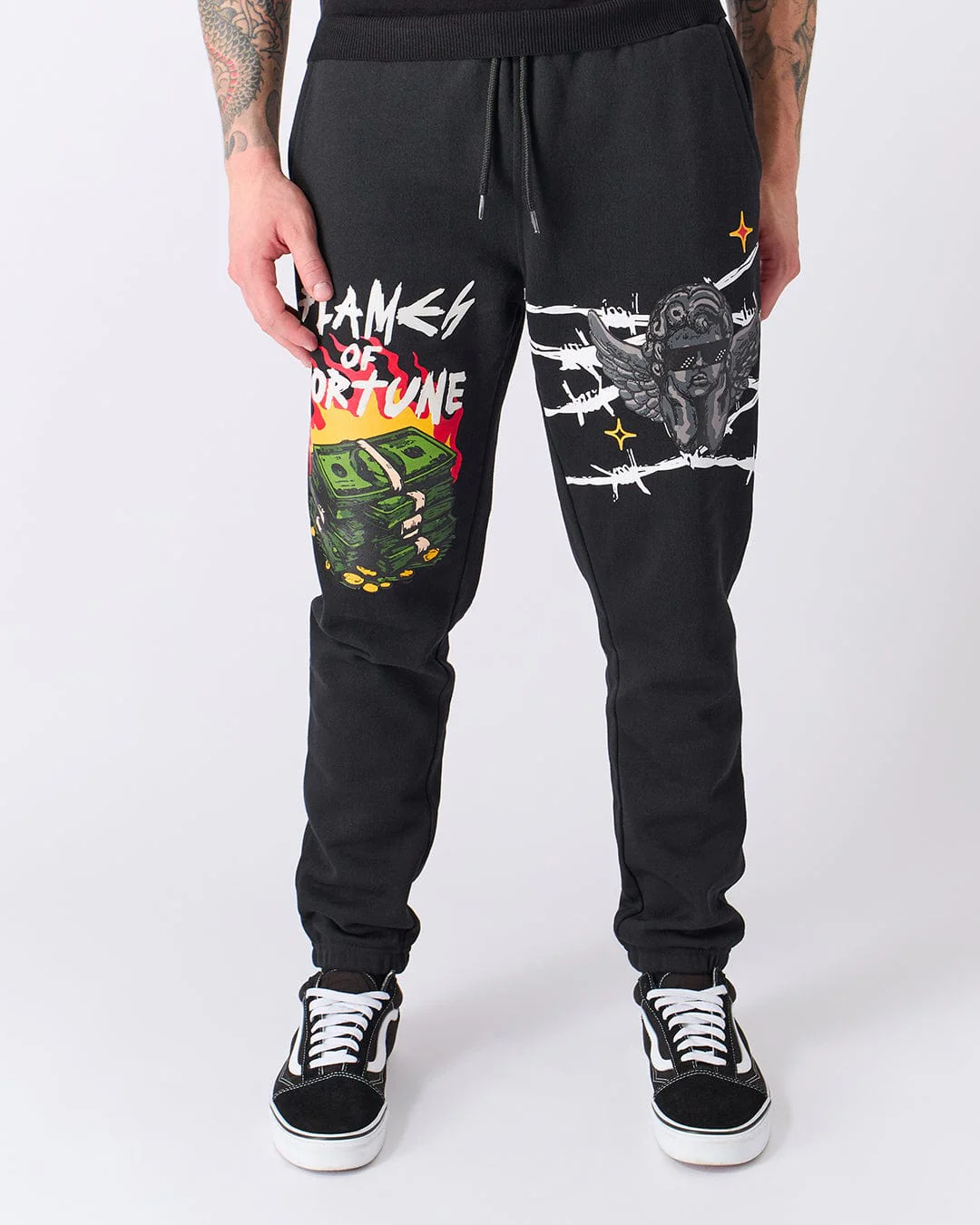 Flames of Fortune Sweats - Black - Image 2
