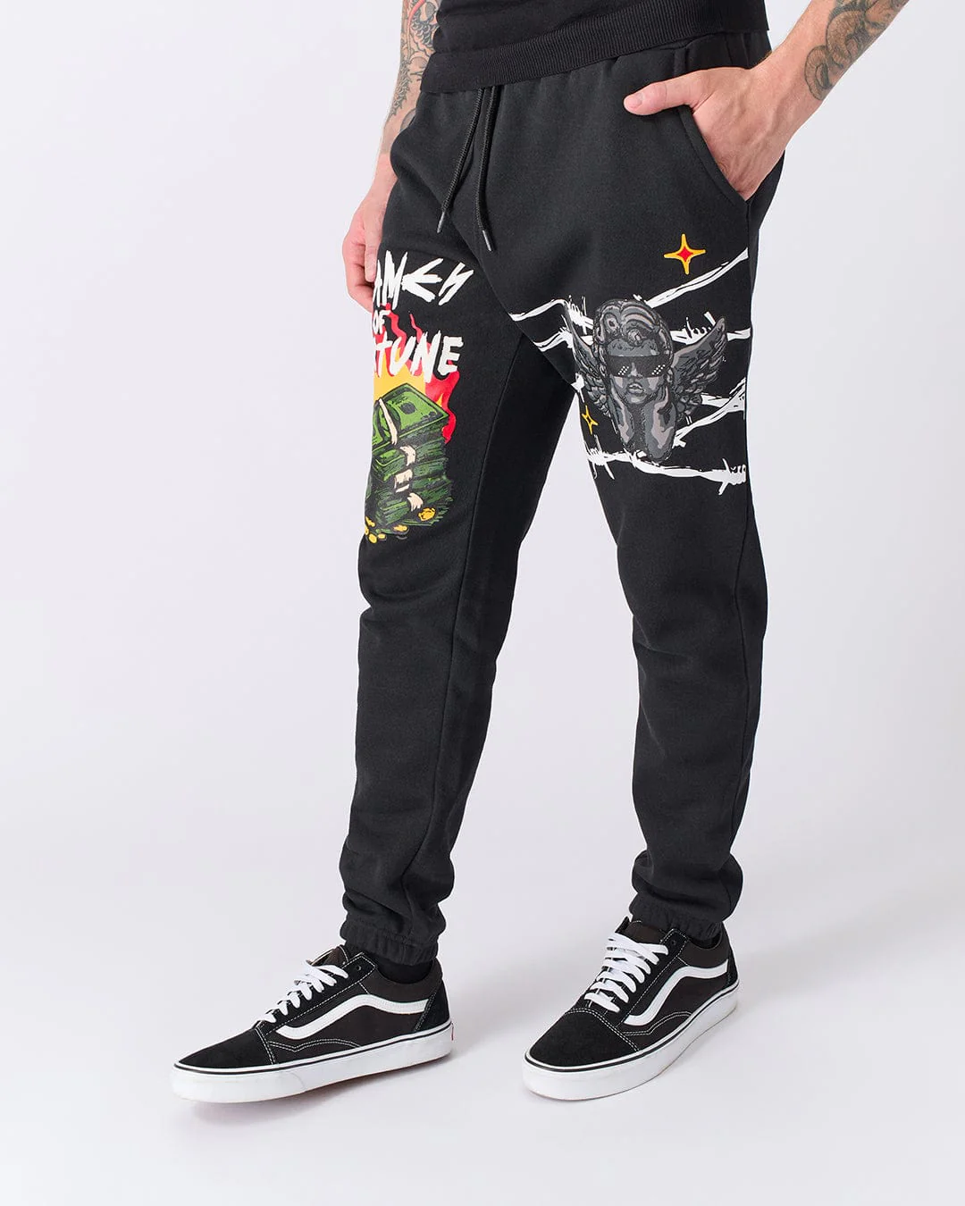 Flames of Fortune Sweats - Black - Image 4
