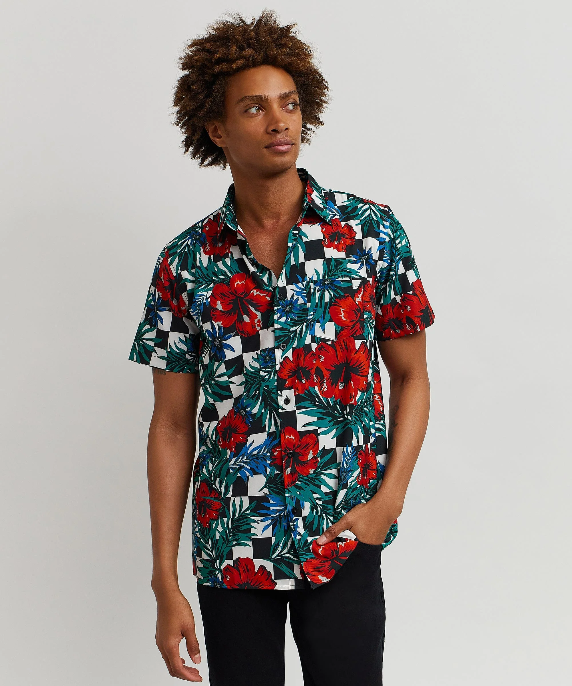 Floral Check Short Sleeve Shirt - Image 6
