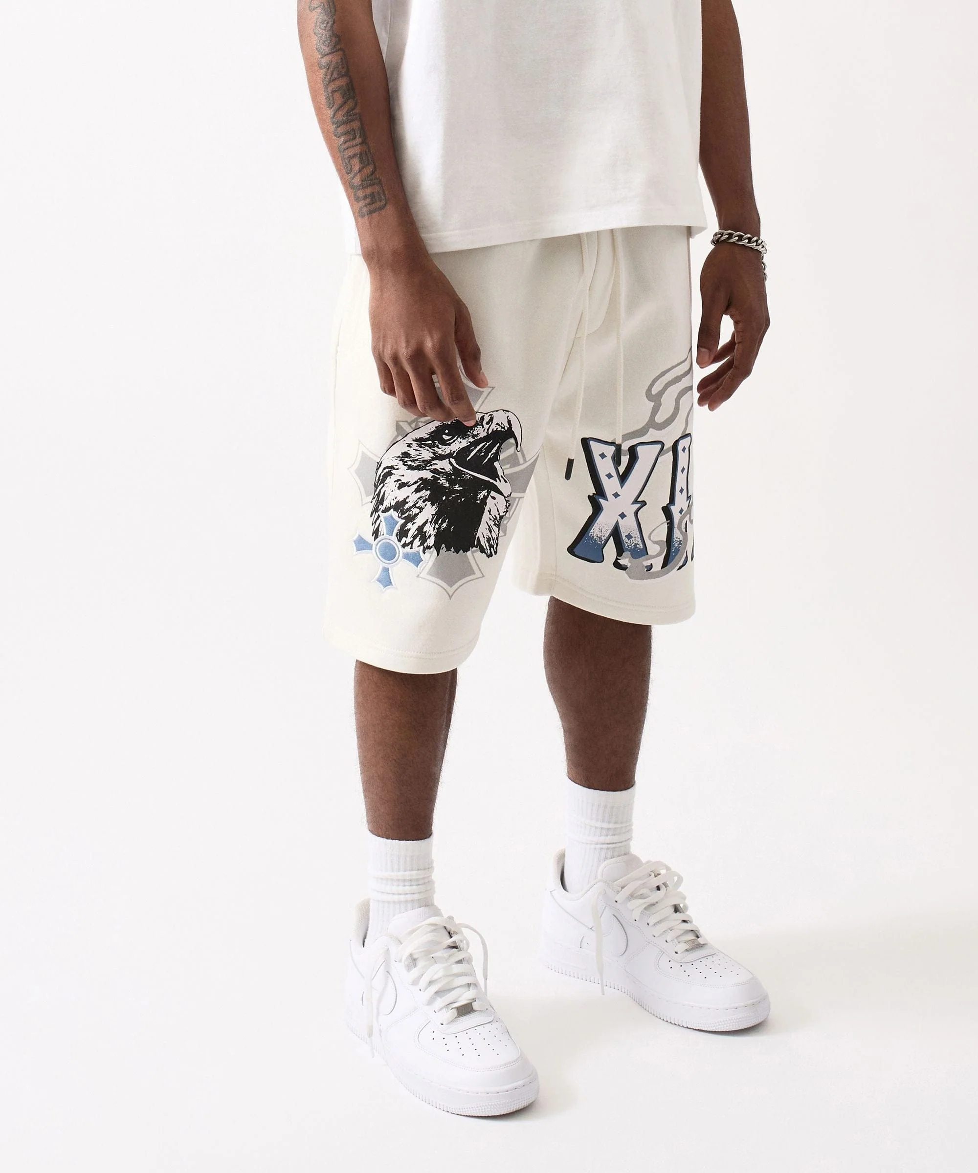 Football Fleece Applique Short - Cream - Image 4