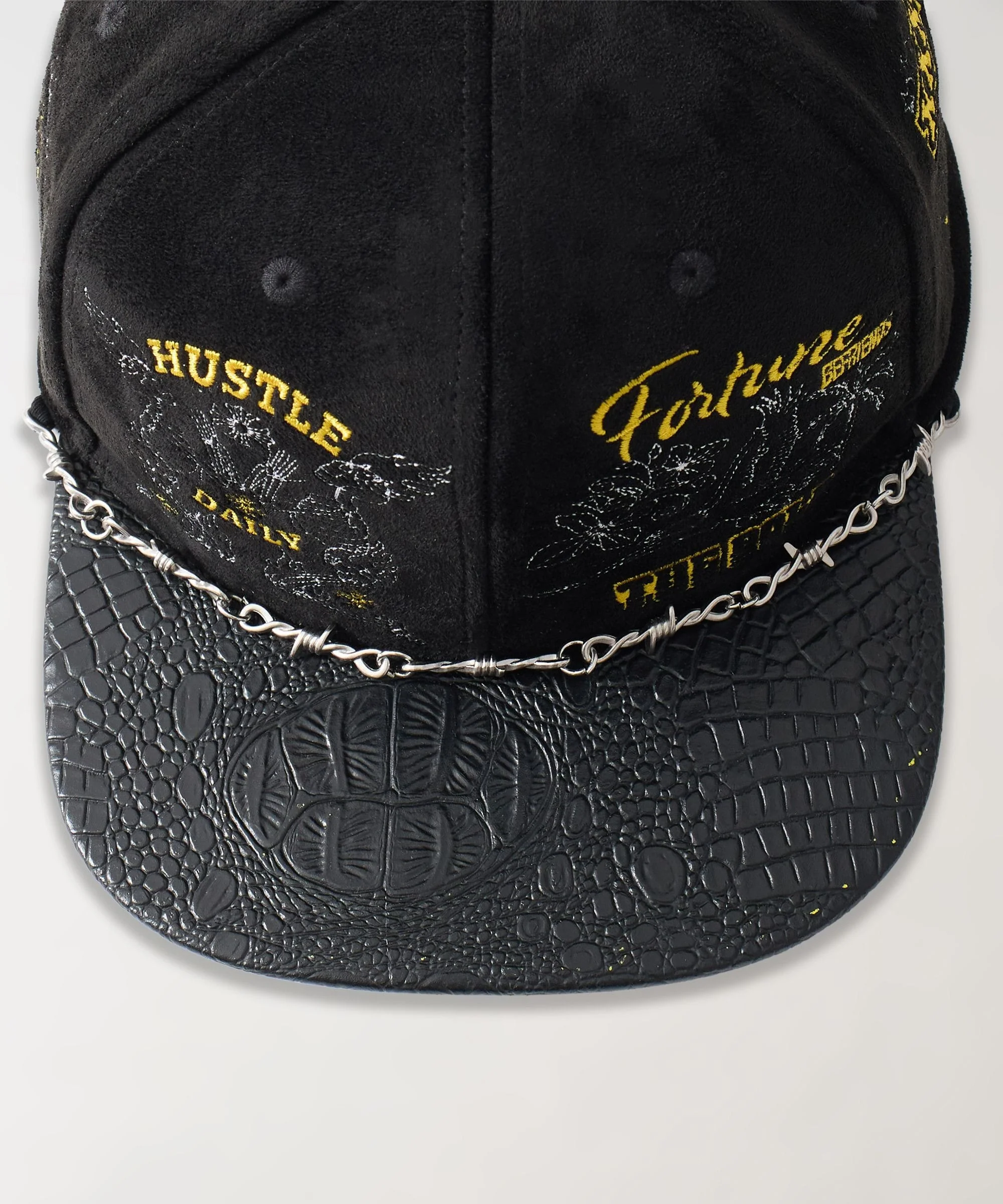 Fortune Croc Skin Chain Embroidered Graphic Hat - Image 3