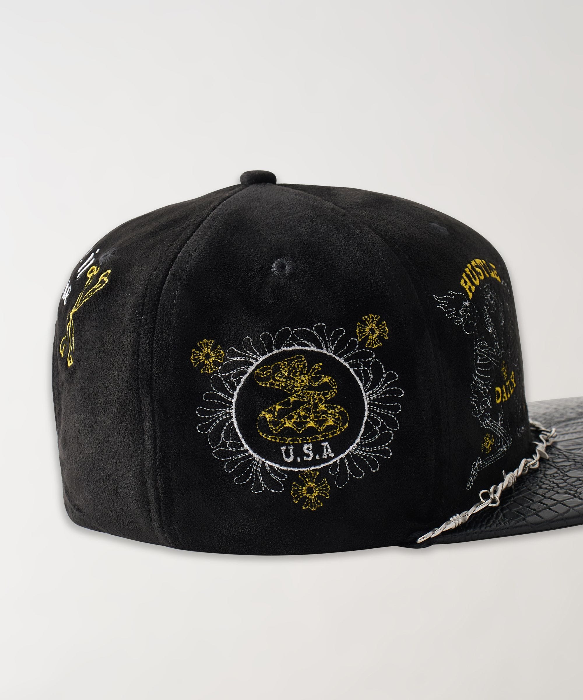 Fortune Croc Skin Chain Embroidered Graphic Hat - Image 5
