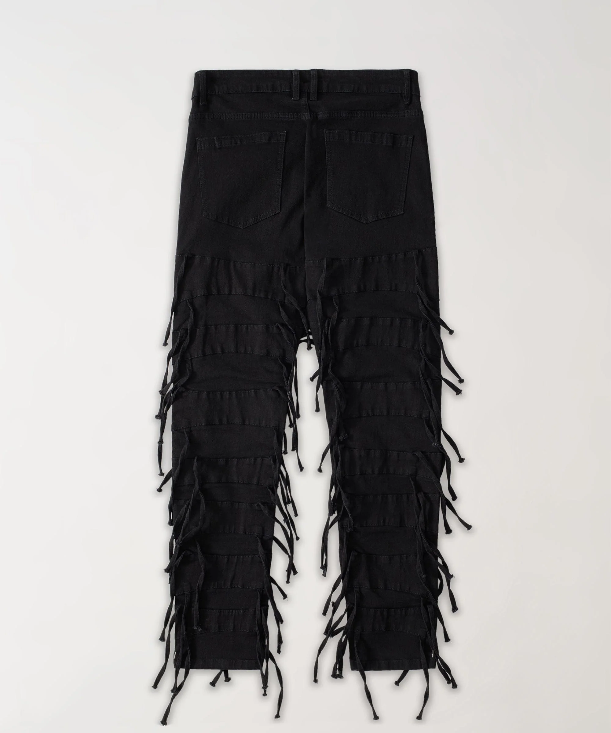 Fringe Denim Jeans - Black - Image 3