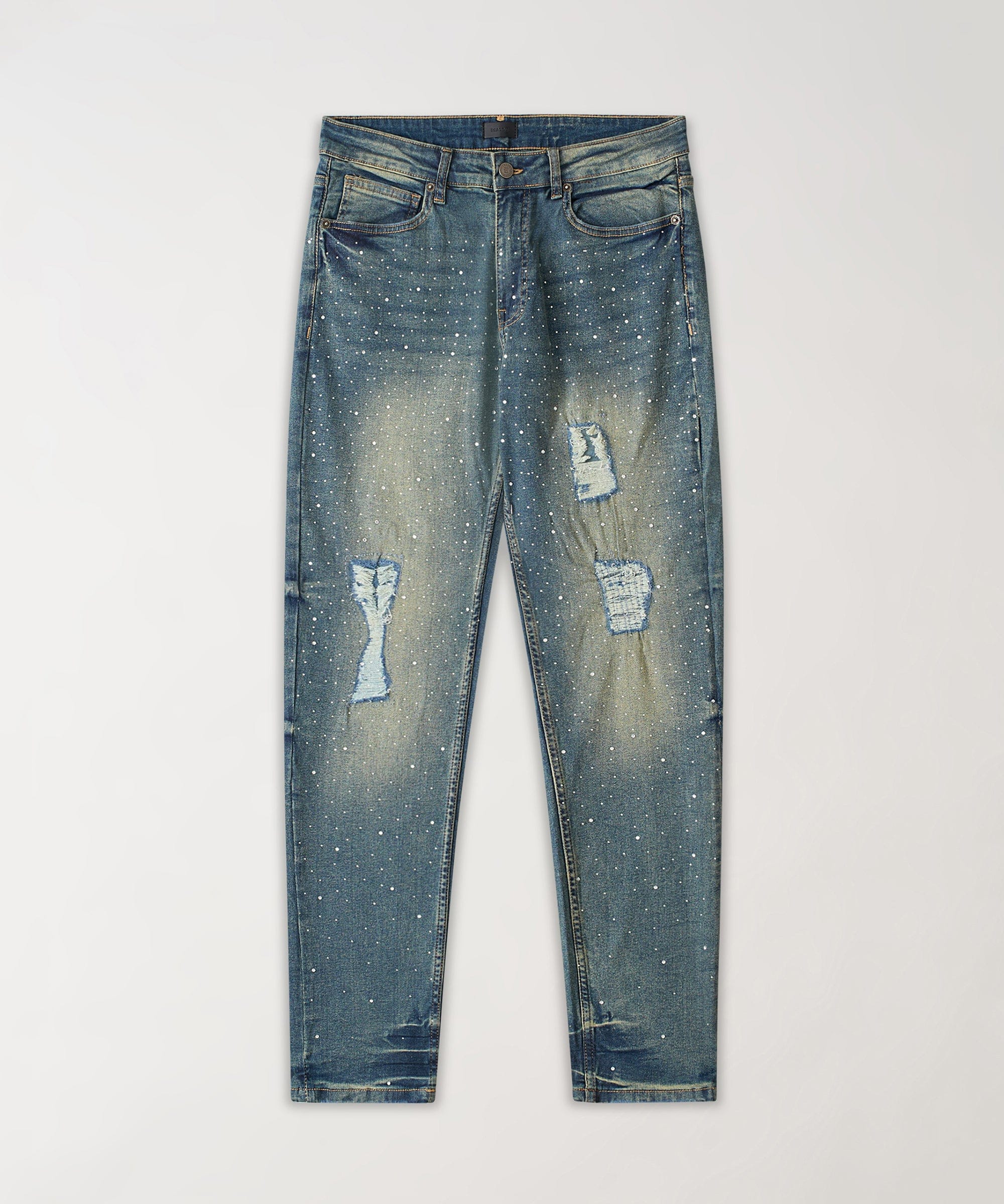 Grinder Rhinestone Denim Jeans - Light Indigo - Image 2