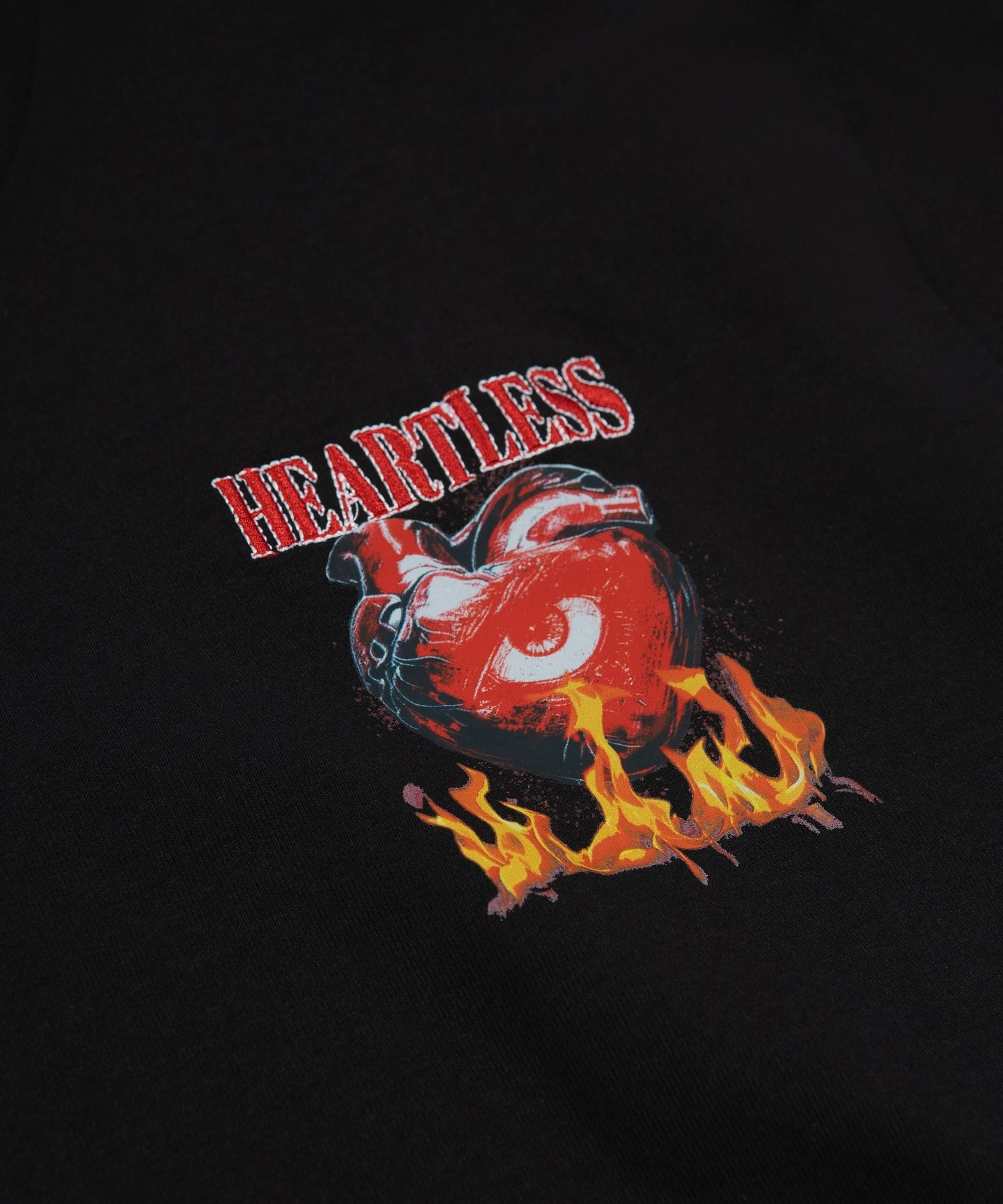Heartless No Love Embroidered Short Sleeve Tee - Black - Image 3