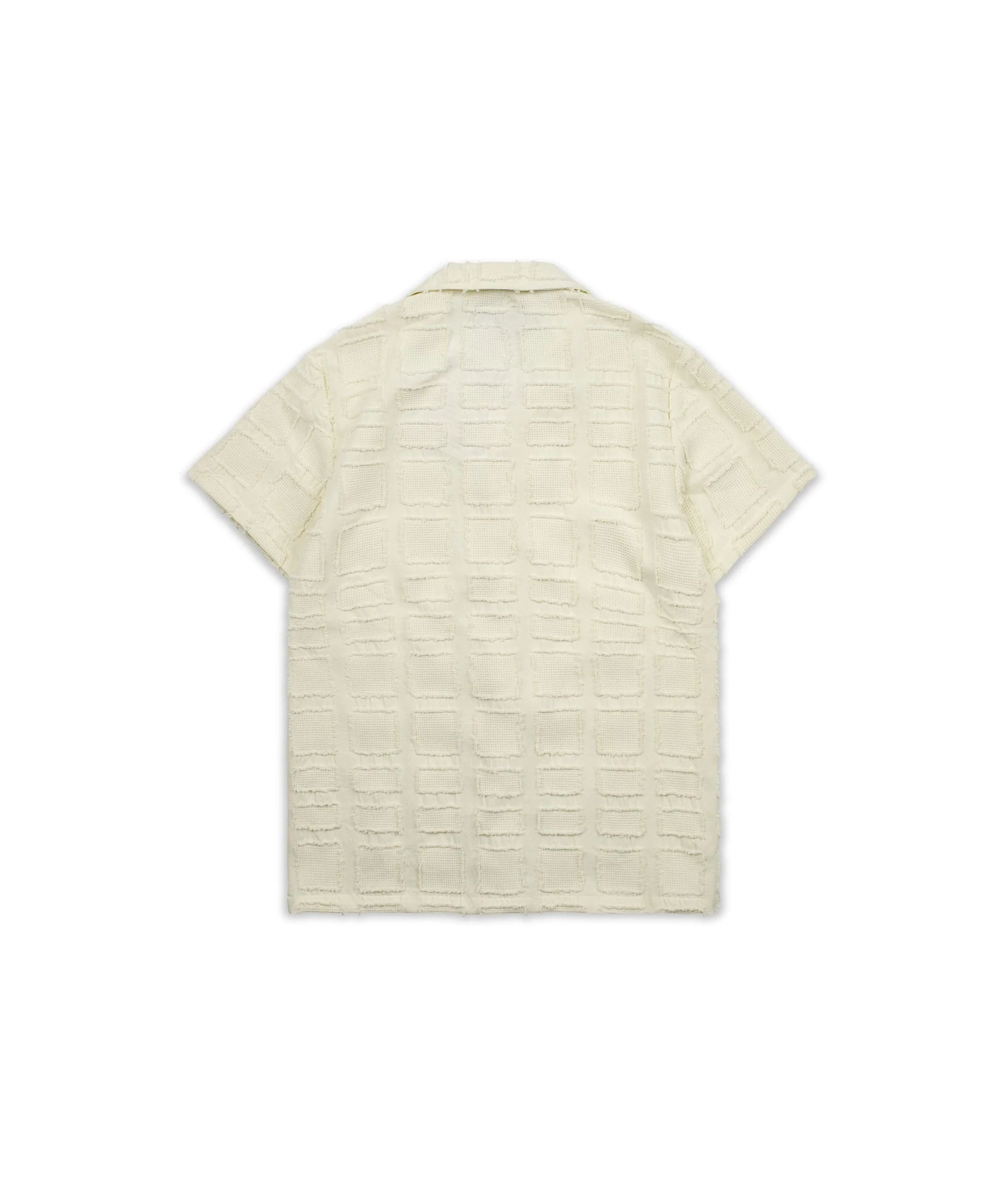 Kids Textured Short Sleeve Button Down Shirt - Cream - Image 2