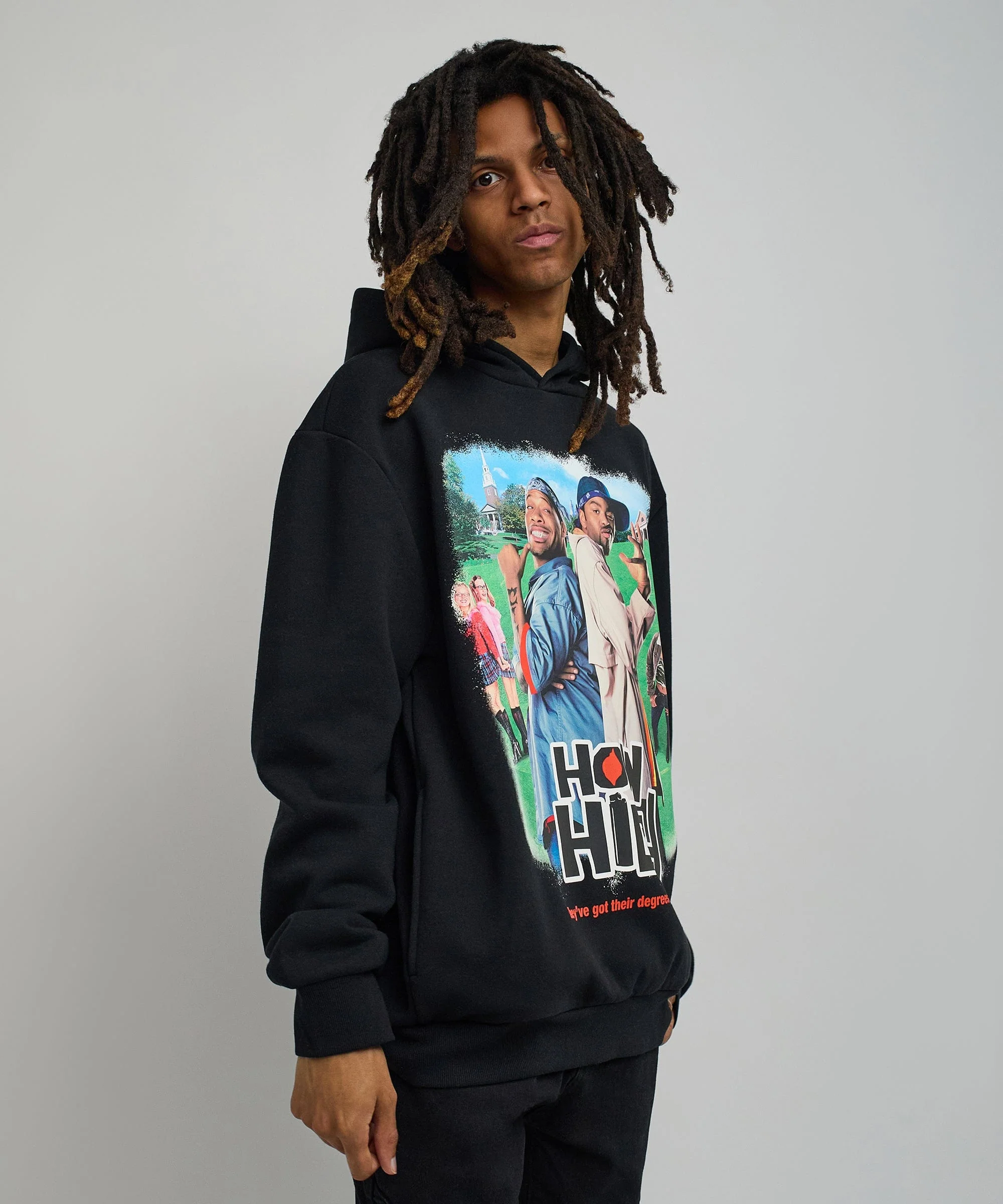 How High Oversized Front Print Hoodie - Black - Image 6
