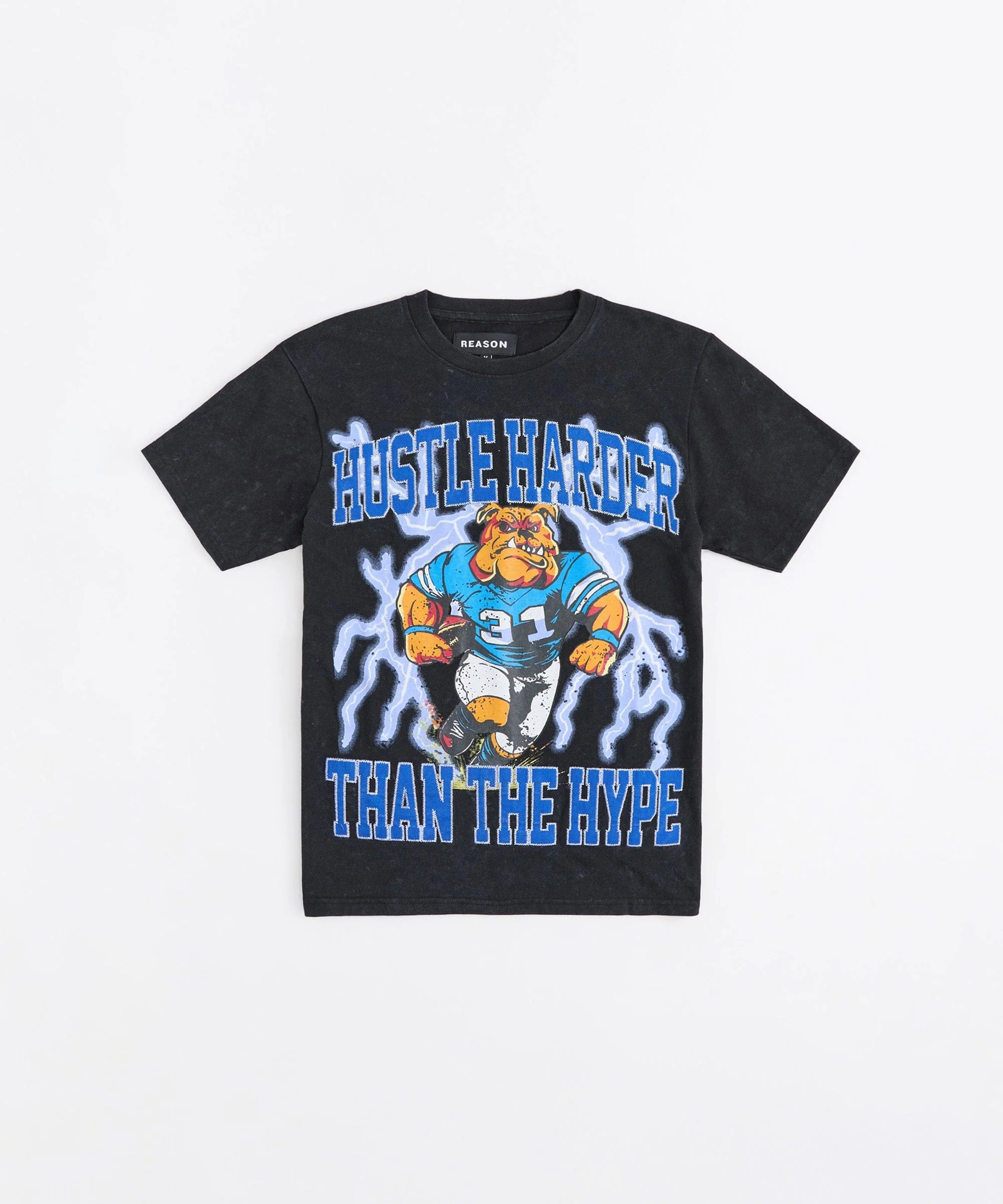 Hustle Harder Washed Short Sleeve Tee - Charcoal