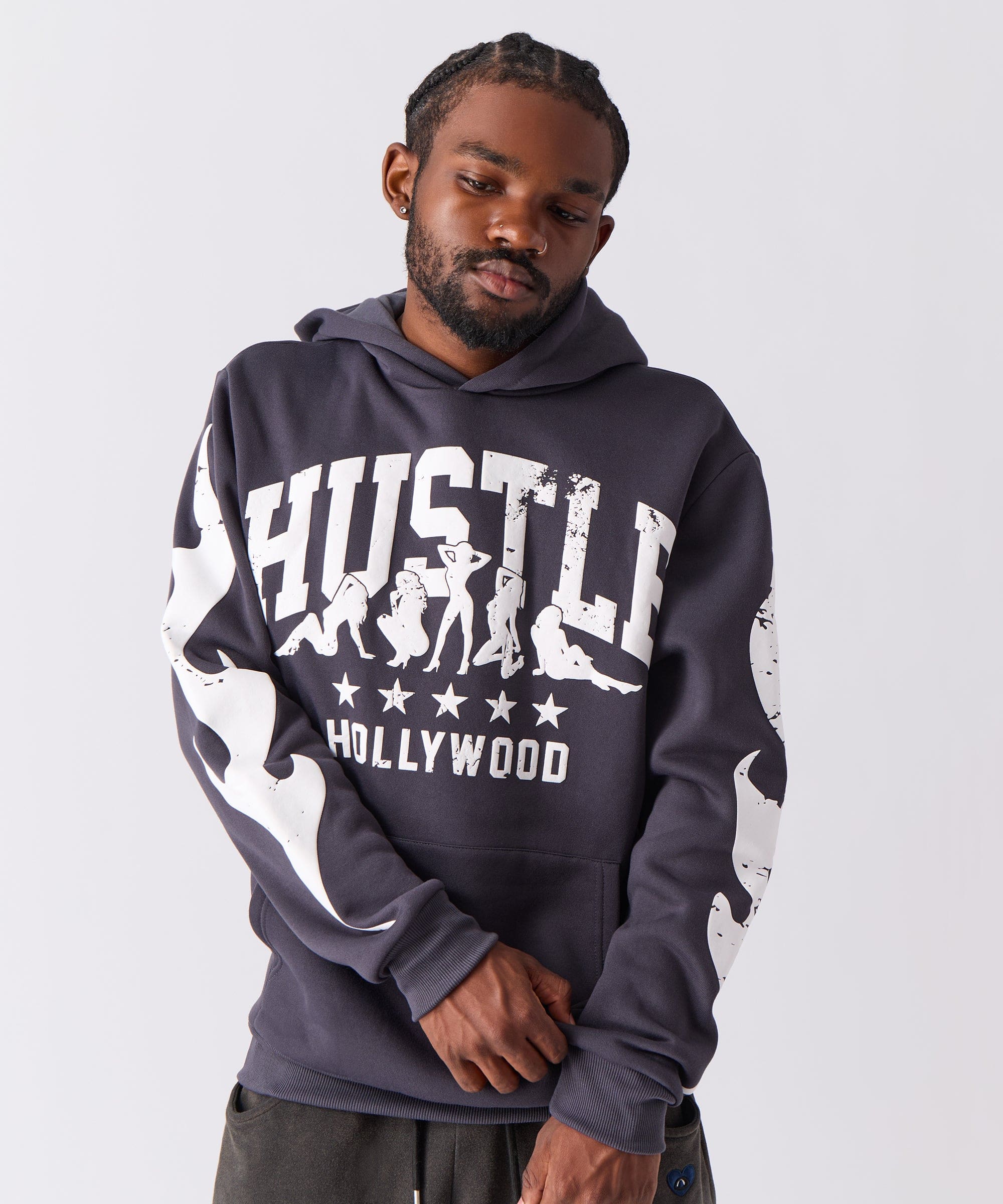 Hustle Hollywood Hoodie - Black - Image 4