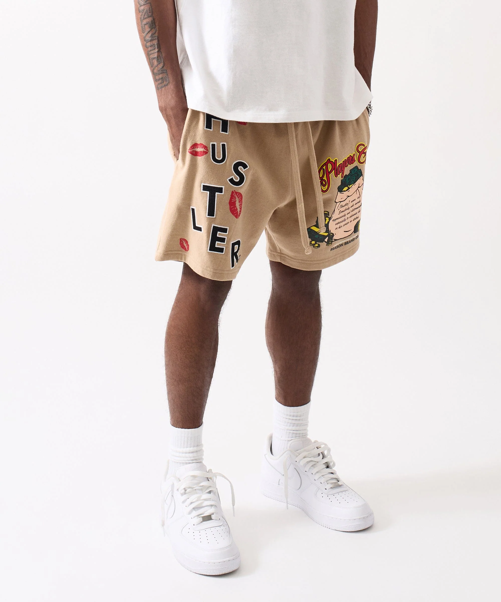 Hustler Players Club Embroidered Short - Clay - Image 3