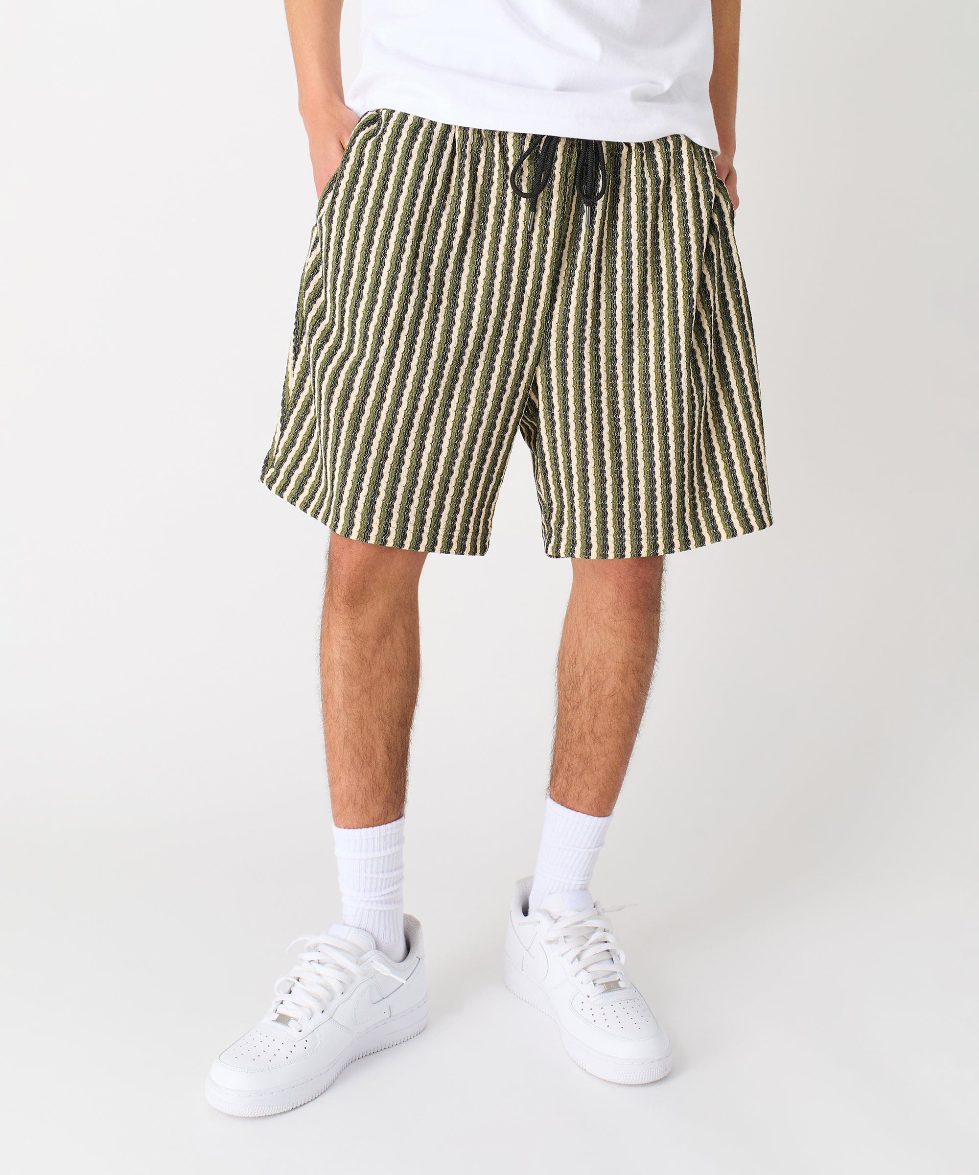 Jacquard Knit Striped Short - Green - Image 2