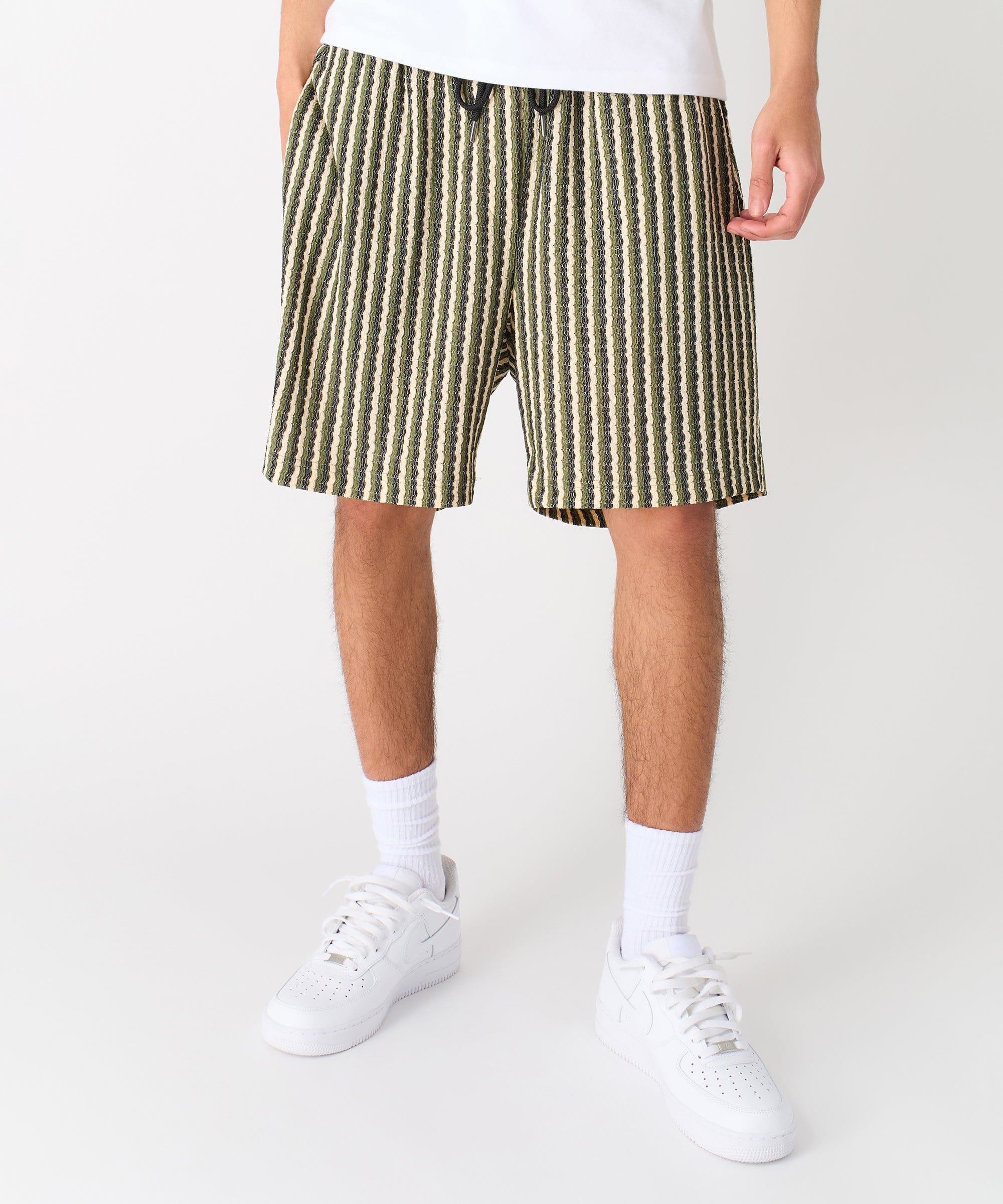 Jacquard Knit Striped Short - Green - Image 5
