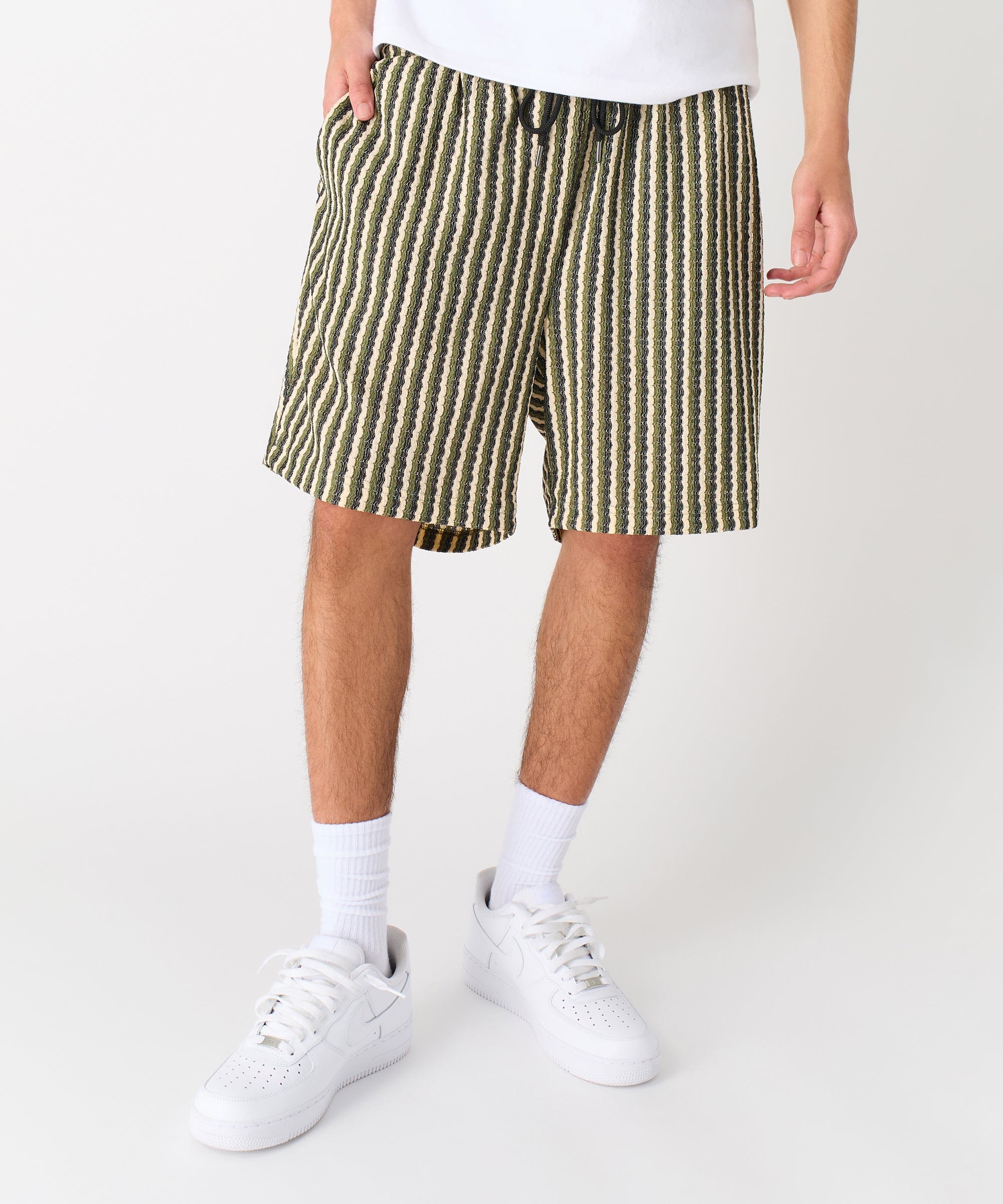 Jacquard Knit Striped Short - Green - Image 6