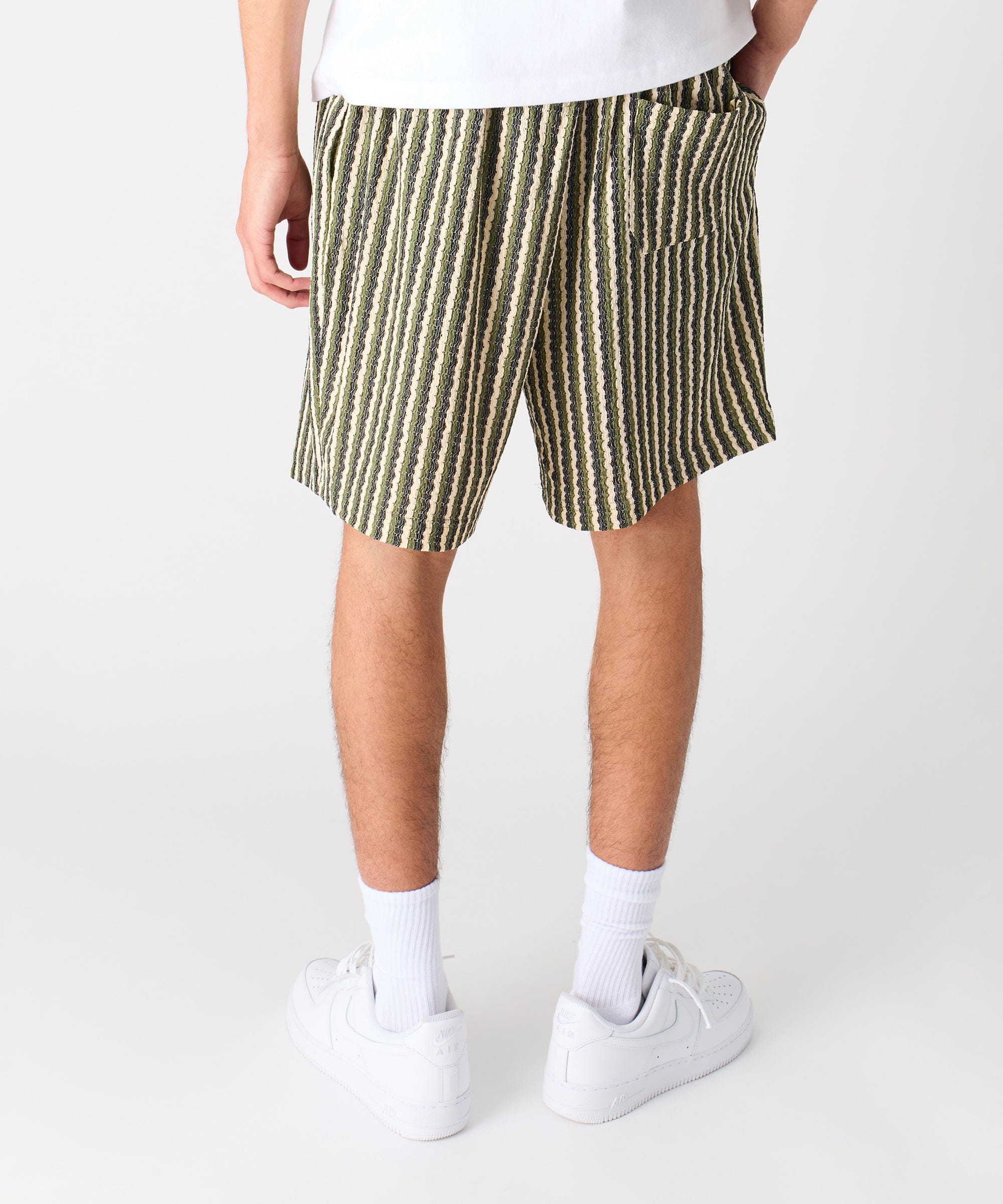 Jacquard Knit Striped Short - Green - Image 7