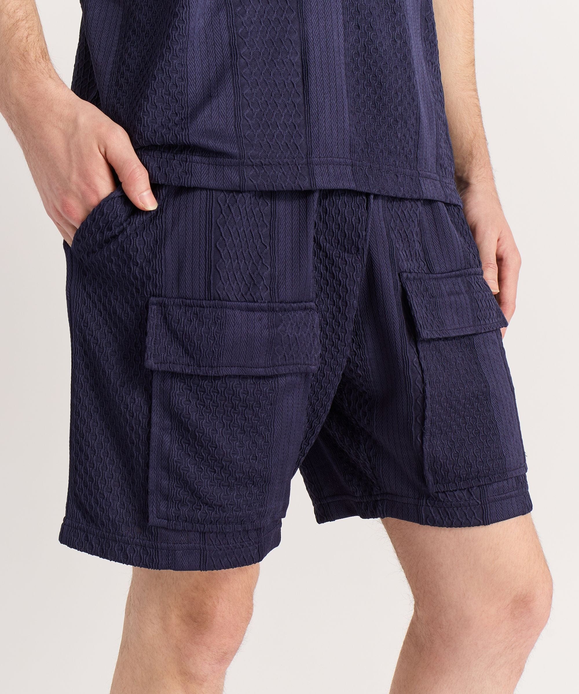 Jacquard Knit Textured Short - Navy - Image 2
