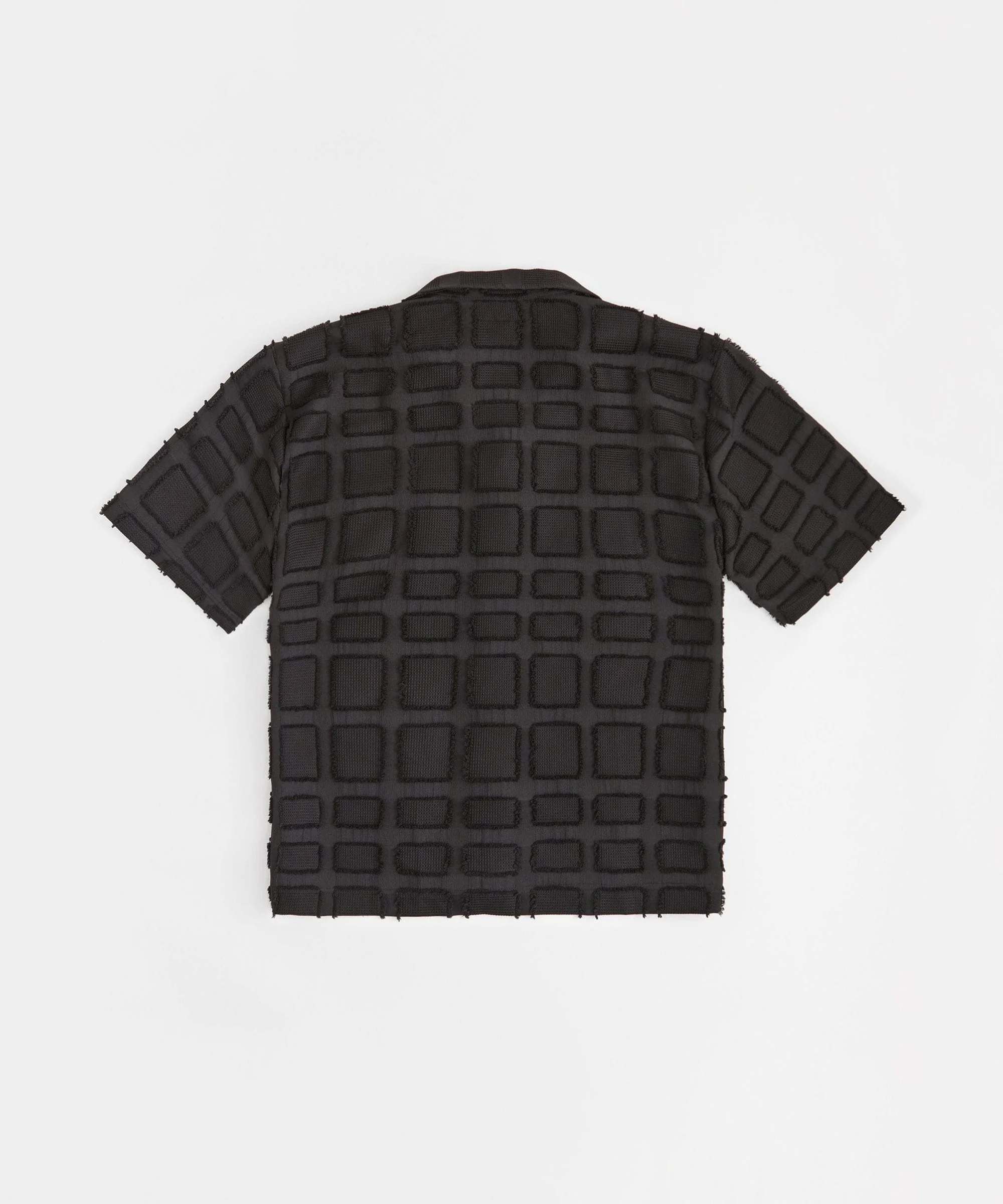 Kids Textured Short Sleeve Button Down Shirt - Black - Image 2