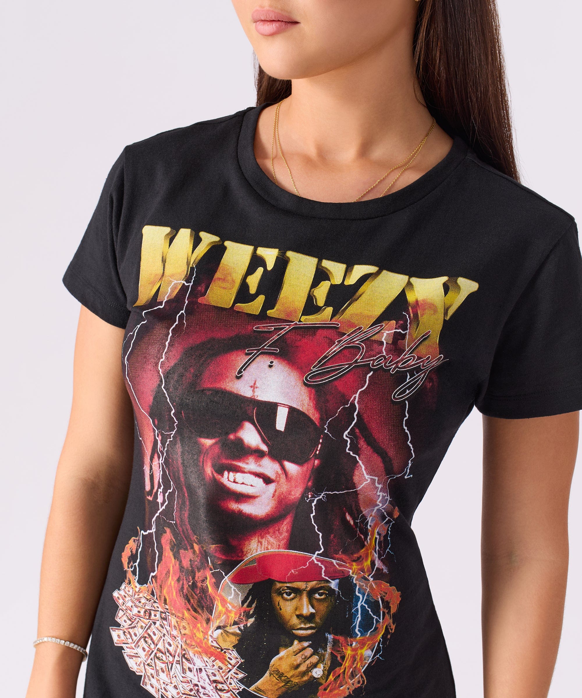 Lil Wayne Musik Short Sleeve Bodycon Dress - Black - Image 4