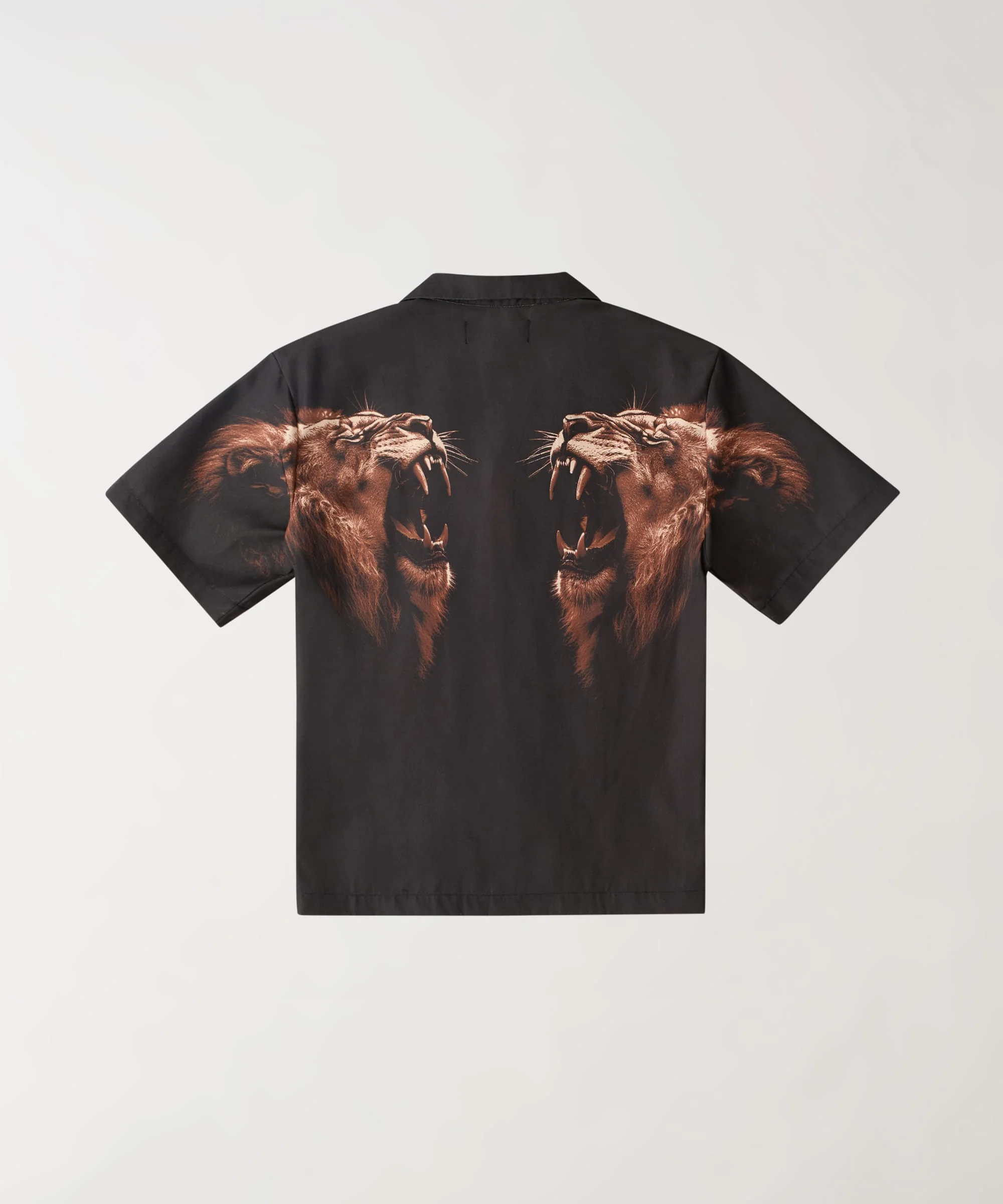 Lion Printed Twill Button Down Shirt - Black - Image 2