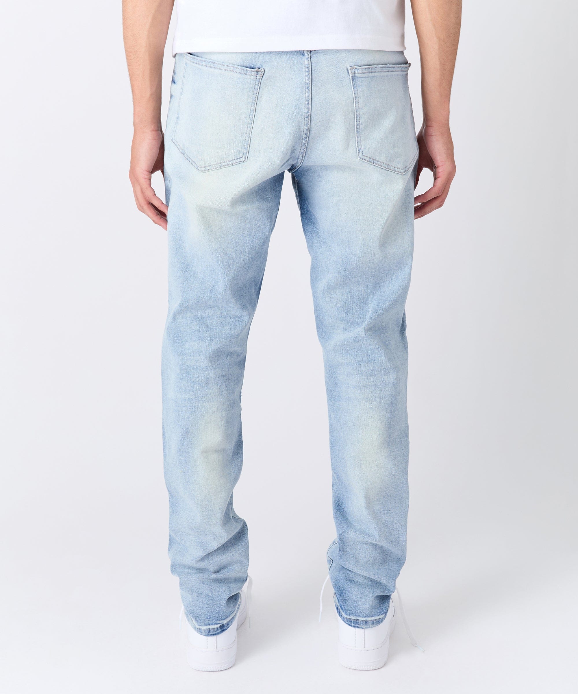 Ripped And Repaired Washed Denim Jeans - Light Blue - Image 6