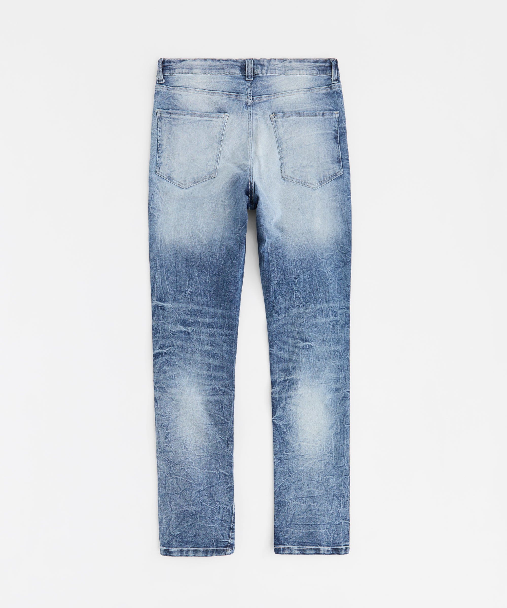 Men's Skinny Rip And Repair Denim Pants - Medium Blue - Image 3