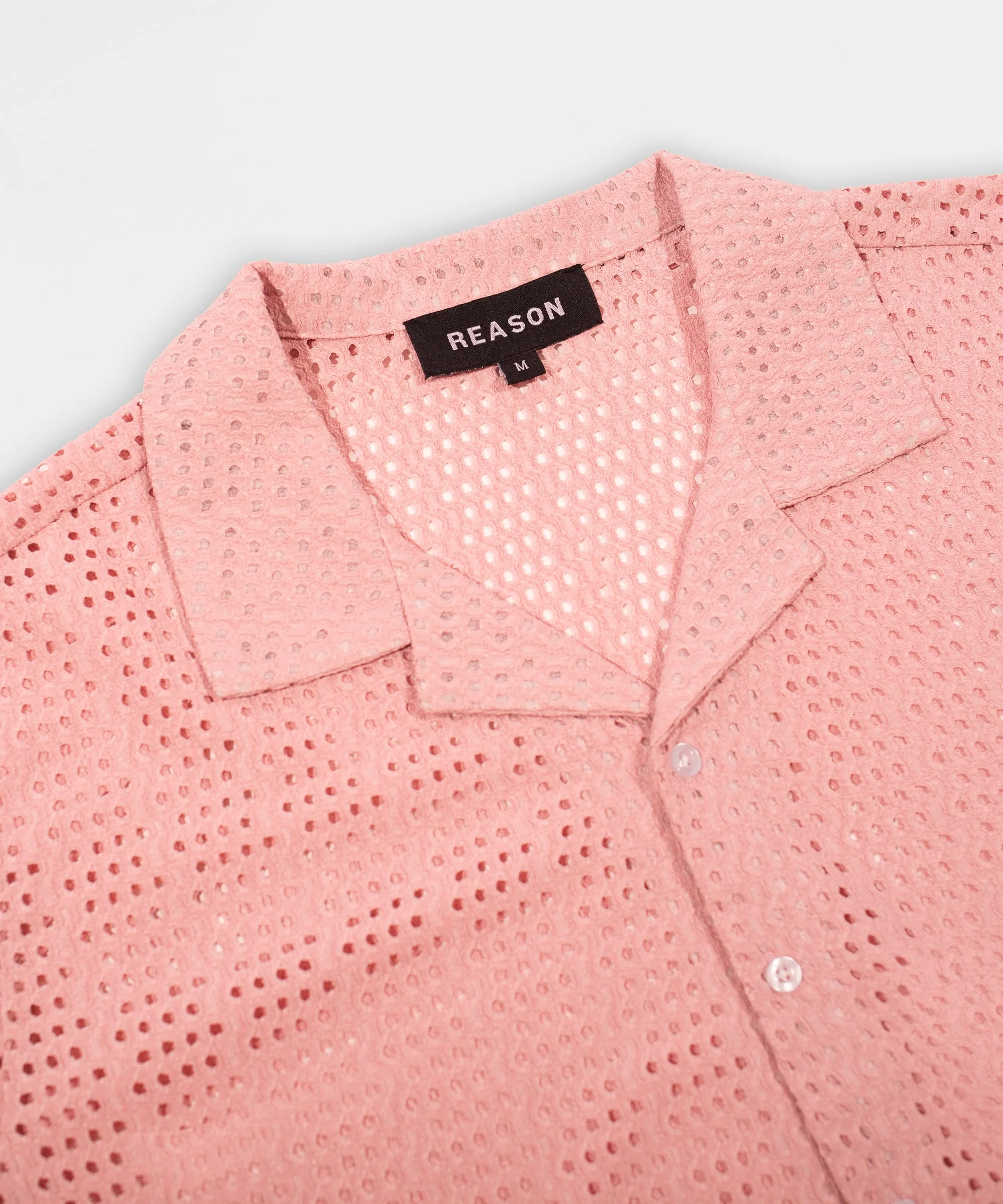 Micro Hole Woven Button Down Shirt - Pink - Image 3