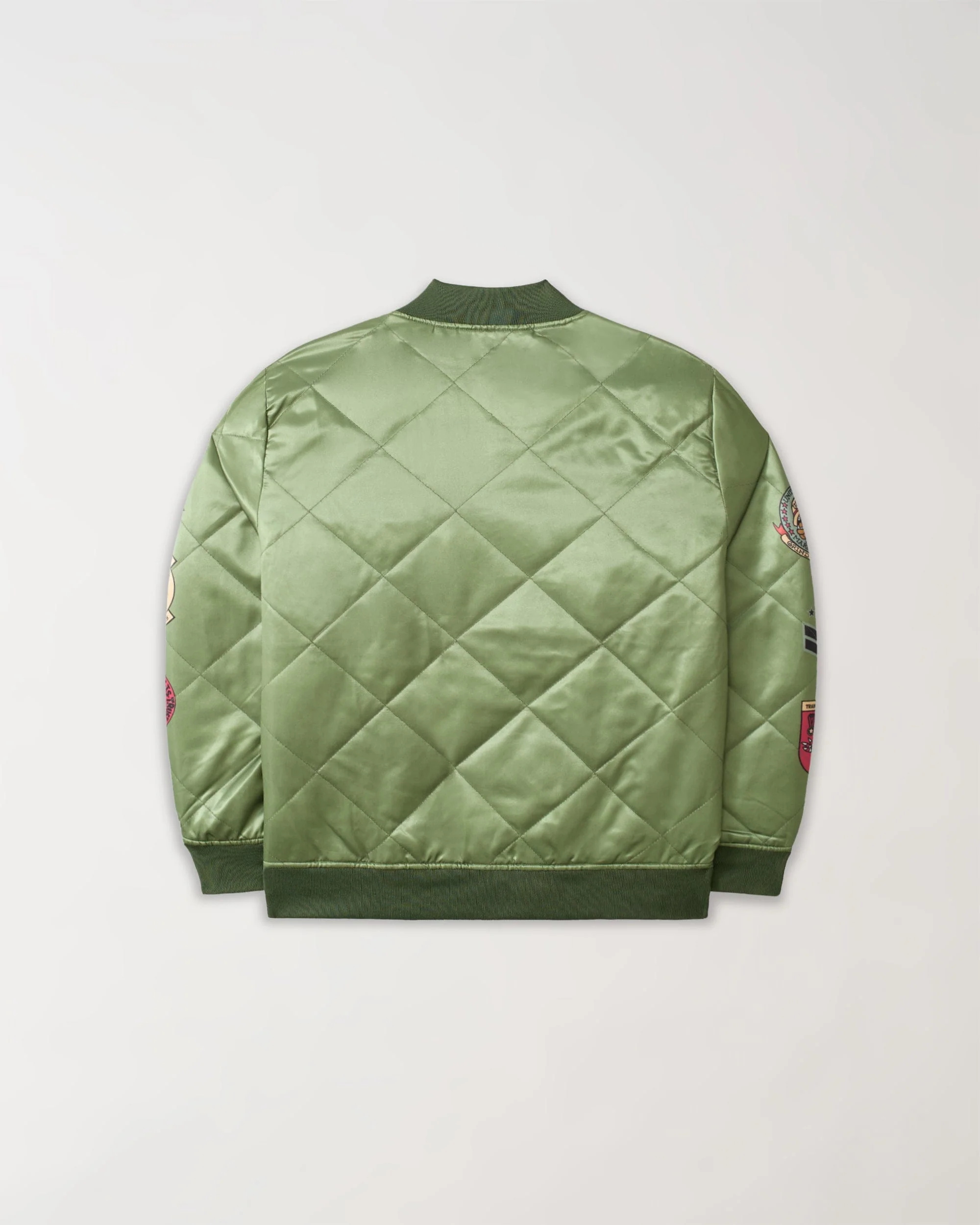 Military Satin Bomber Jacket - Olive Green - Image 7