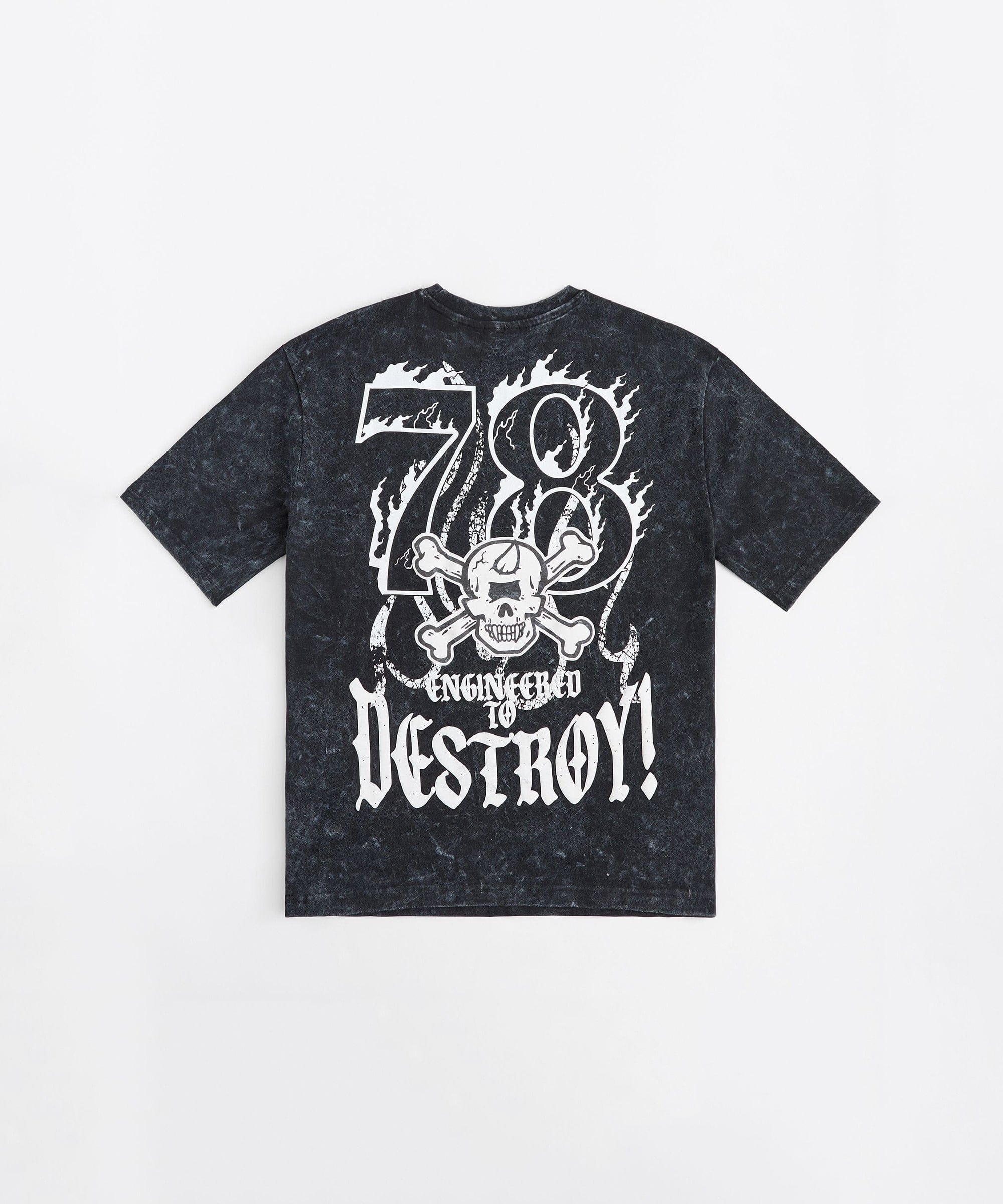 Mishka Destroy Oversized Short Sleeve Back Print Washed Tee - Black
