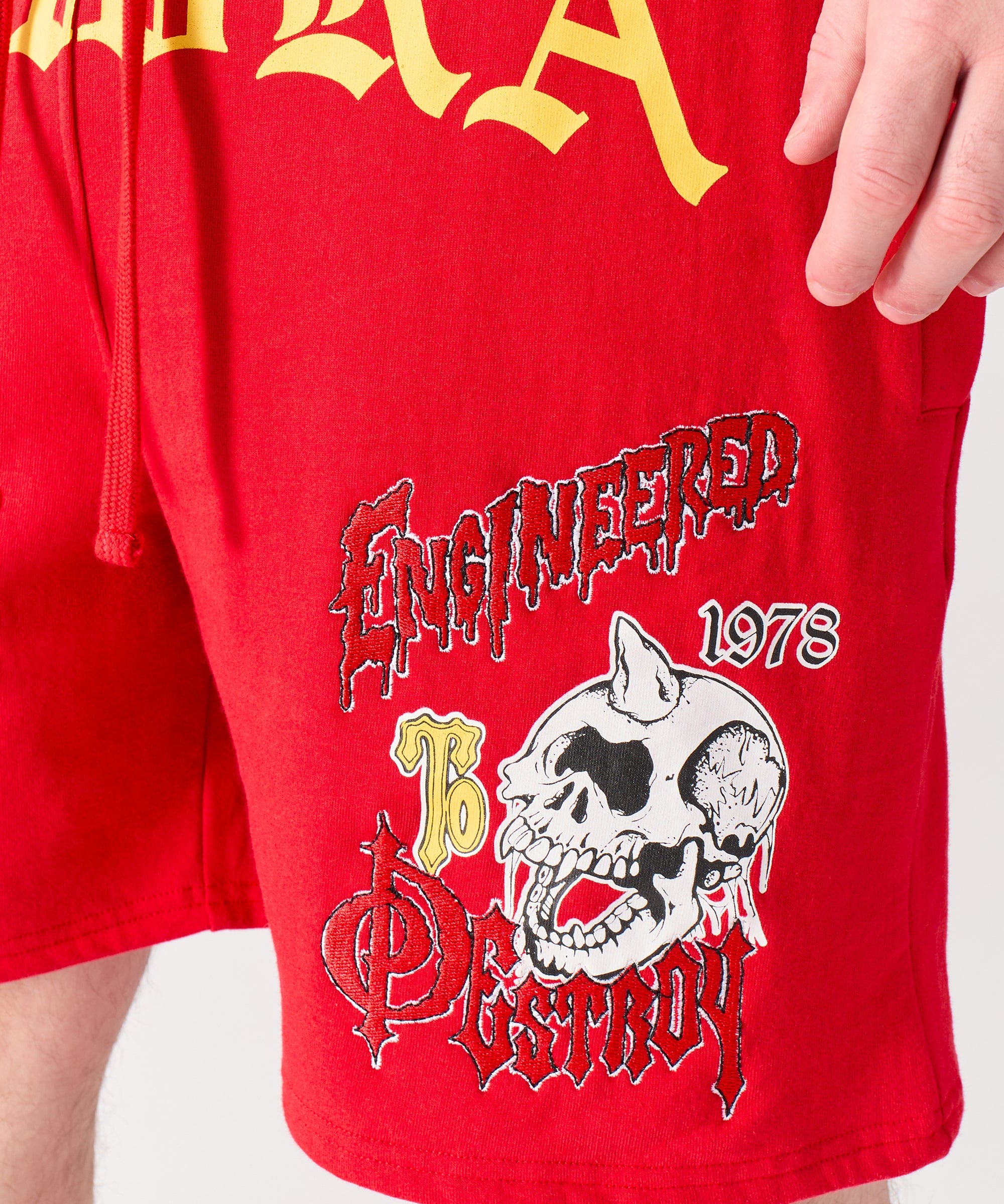 Mishka Old English Fleece Shorts - Red - Image 3