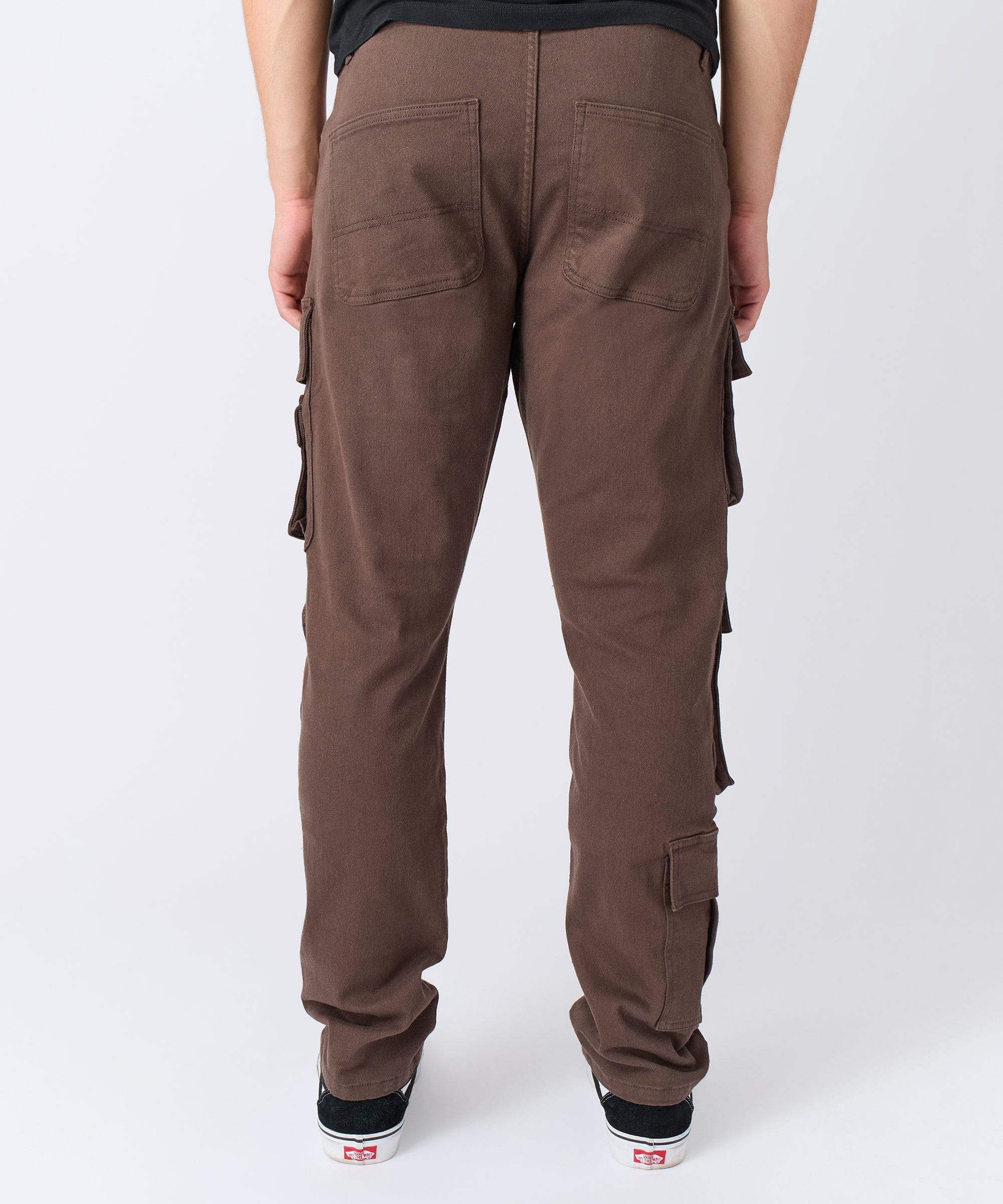 Multi Pocket Cargo Denim Pants - Brown - Image 6