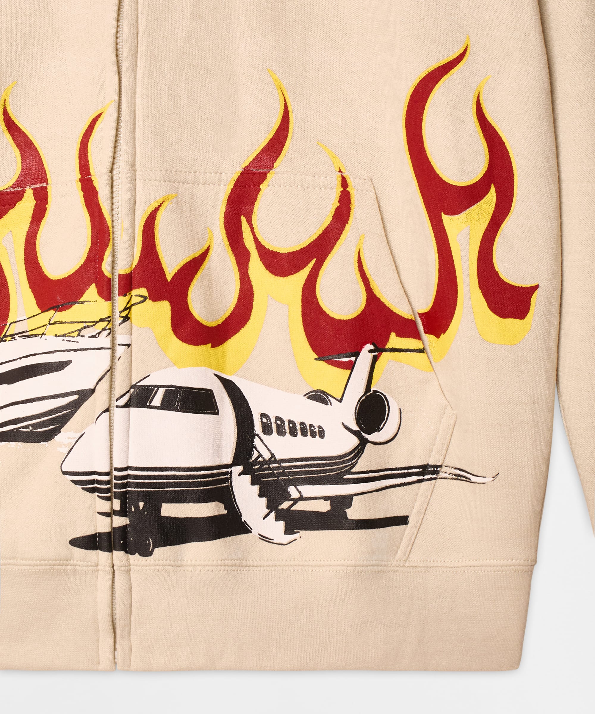 Pablo Full Zip Embroidered Hoodie - Khaki - Image 3