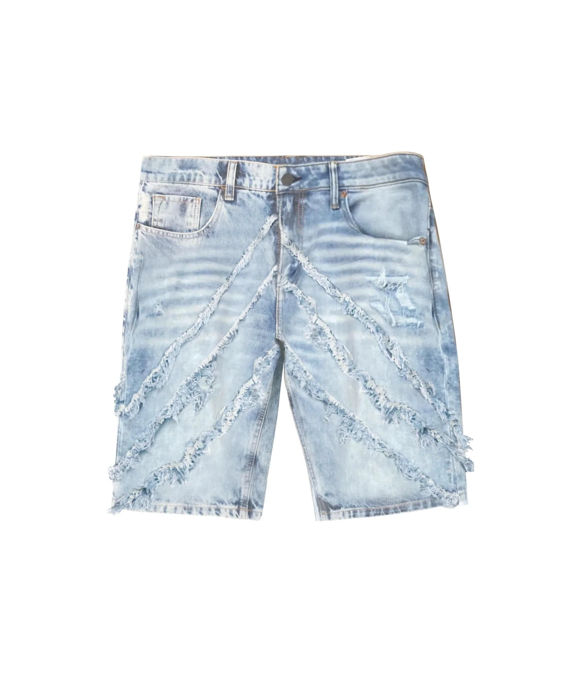 Plus Size Bandit Frayed Denim Short - Light Blue