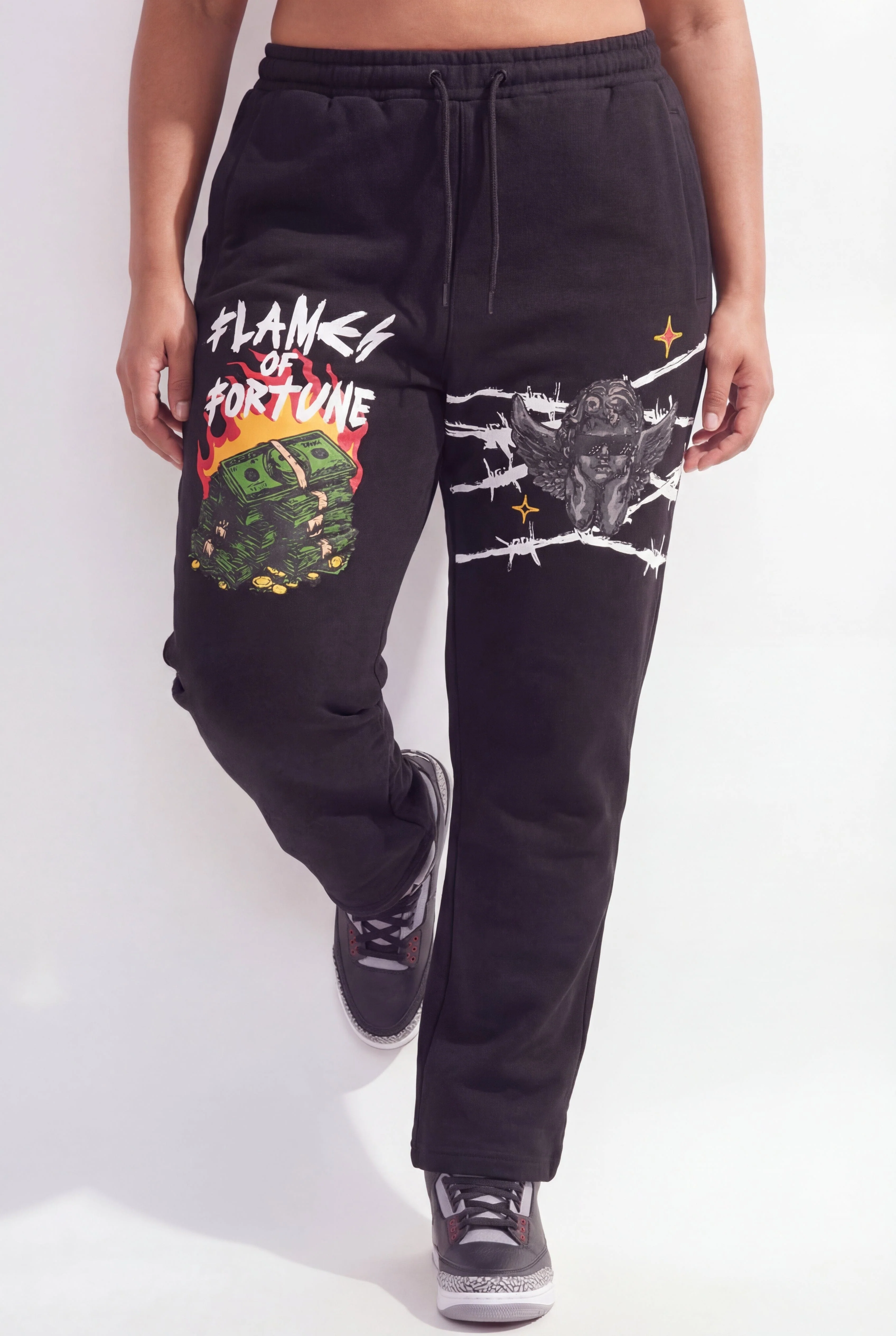 Plus Size Women Flames Of Fortune Pants - Black - Image 2