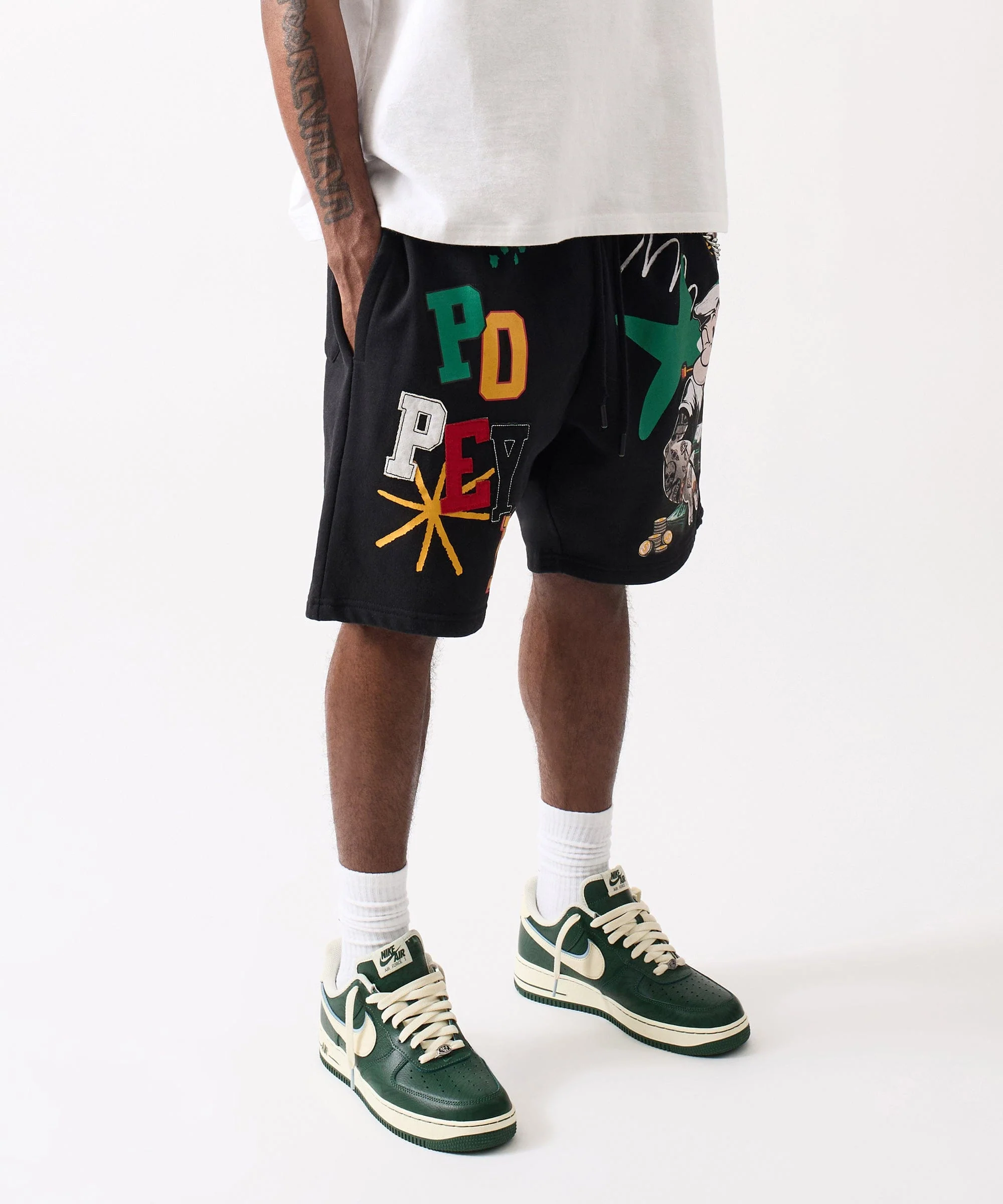 Plus Size Popeye Money Applique Short - Black - Image 4
