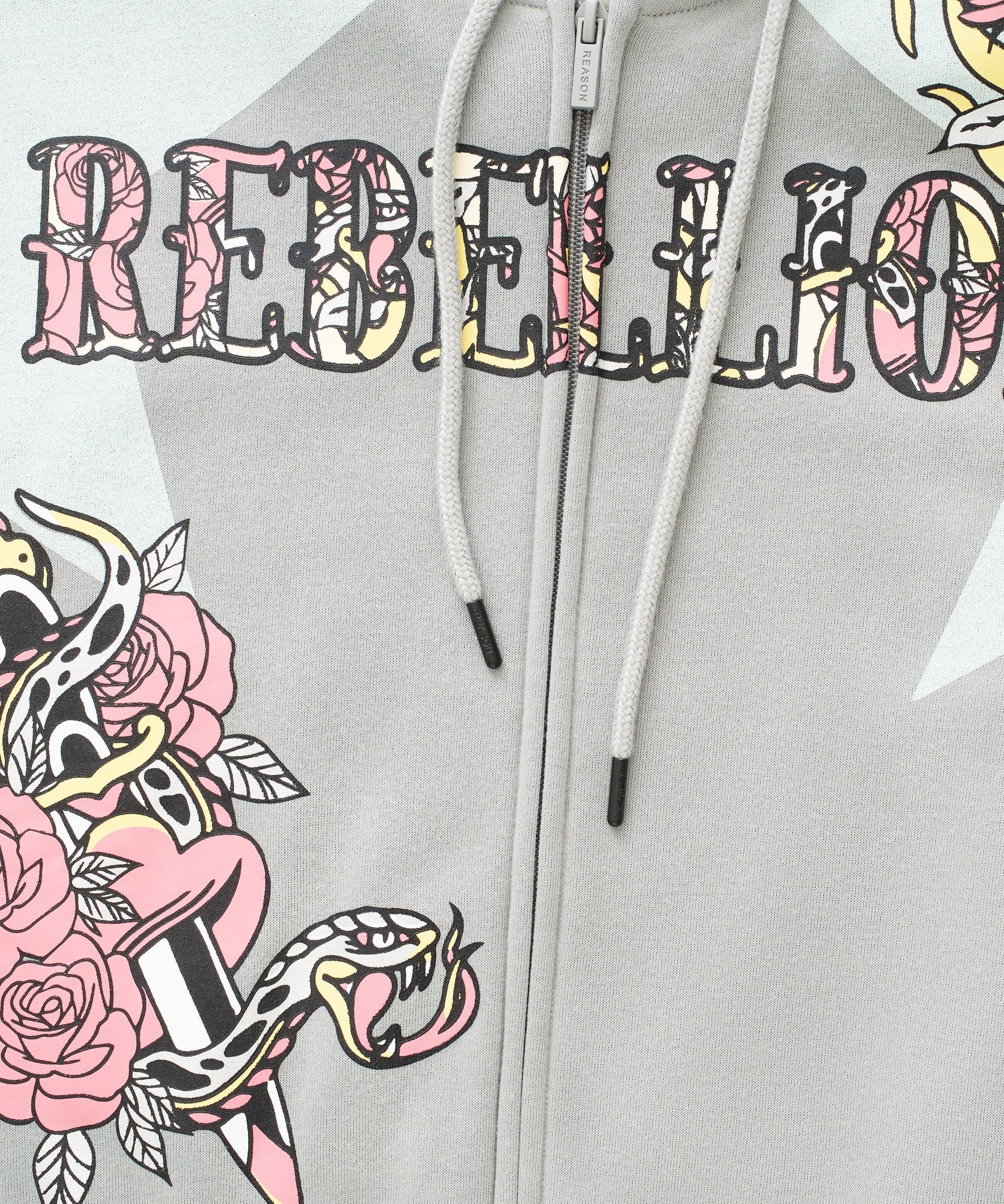 Plus Size Women Rebellion Cropped Zip Up Hoodie - Grey - Image 3