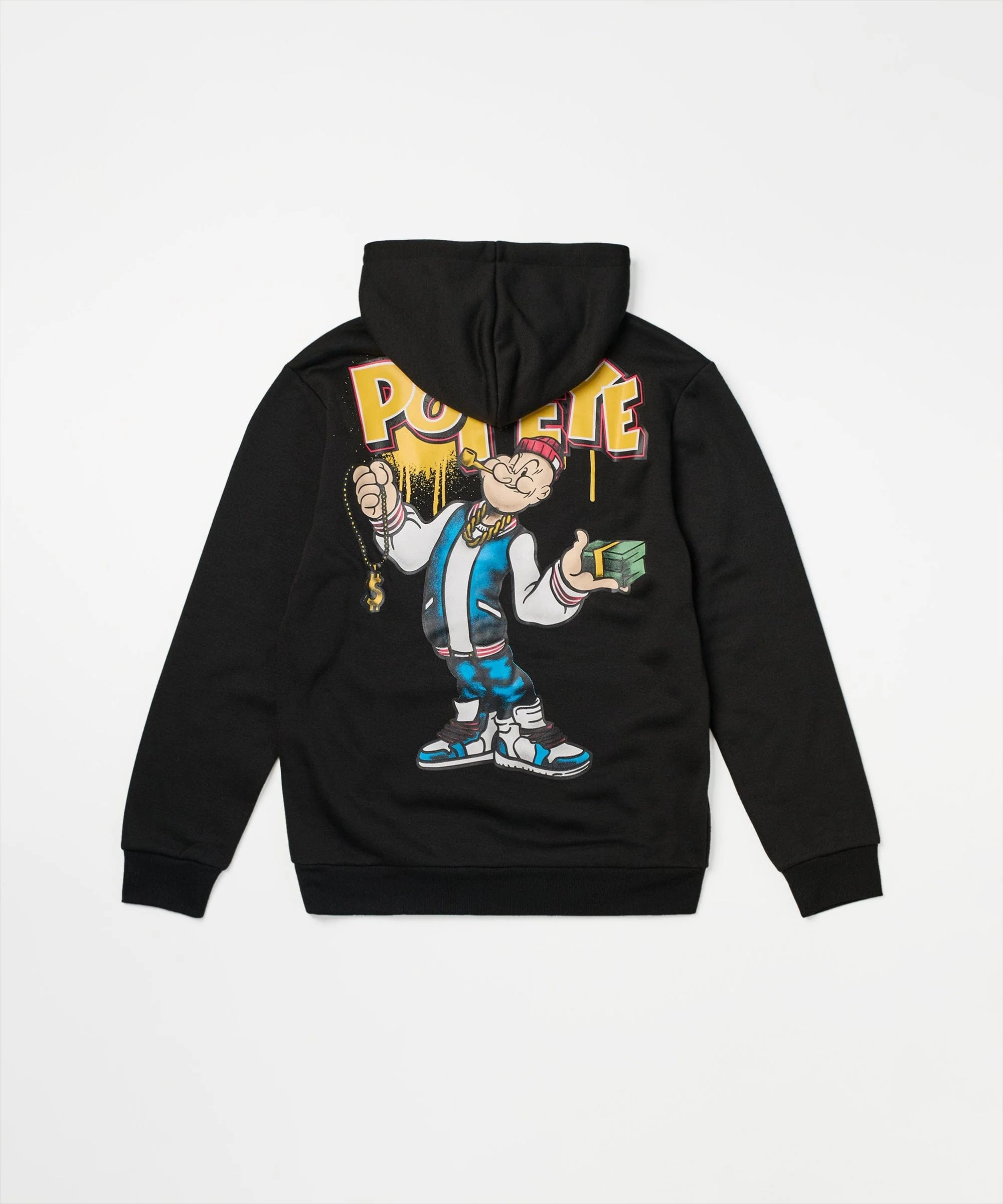 Popeye Front And Back Print Hoodie - Black - Image 4