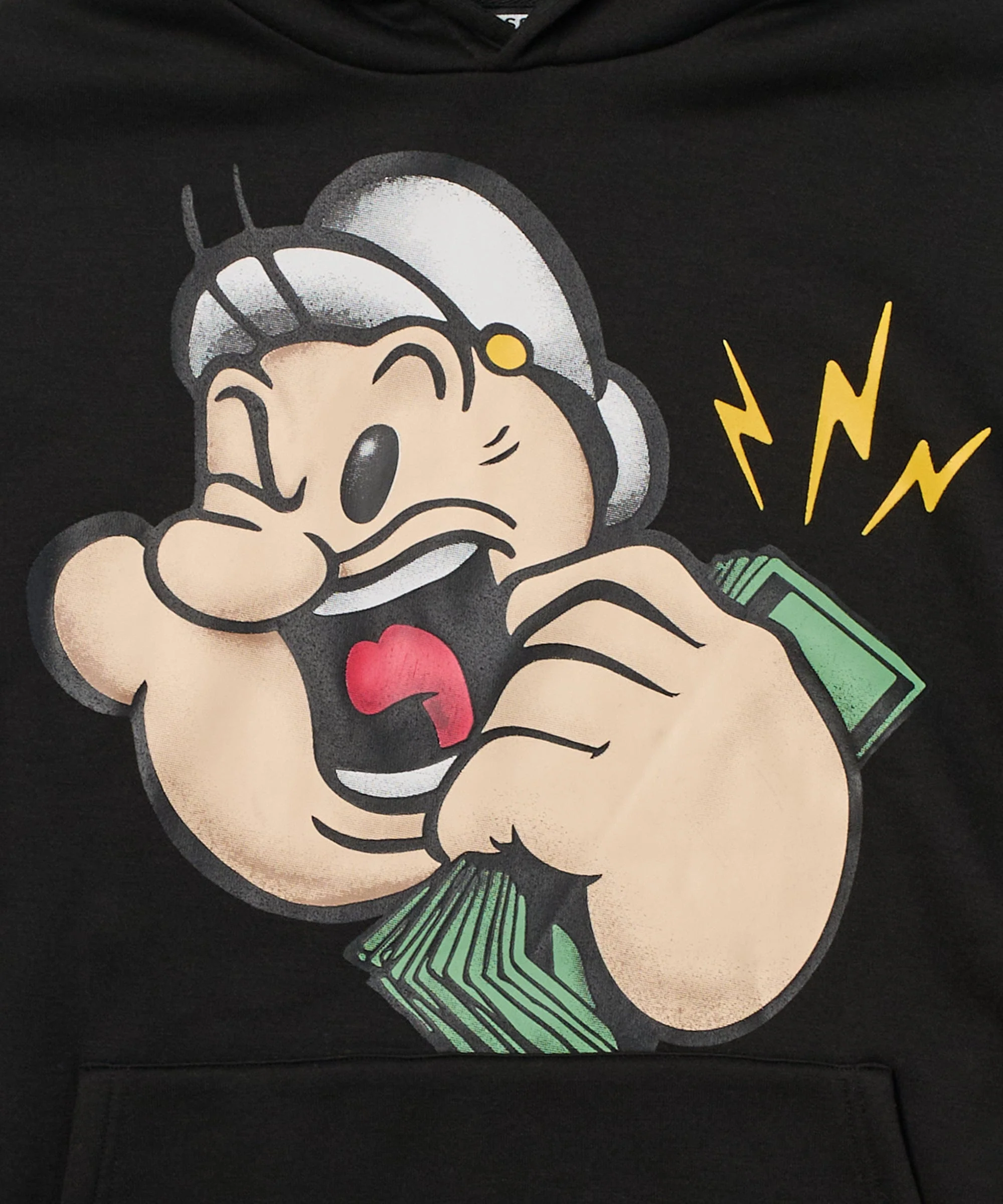 Popeye Front And Back Print Hoodie - Black - Image 5