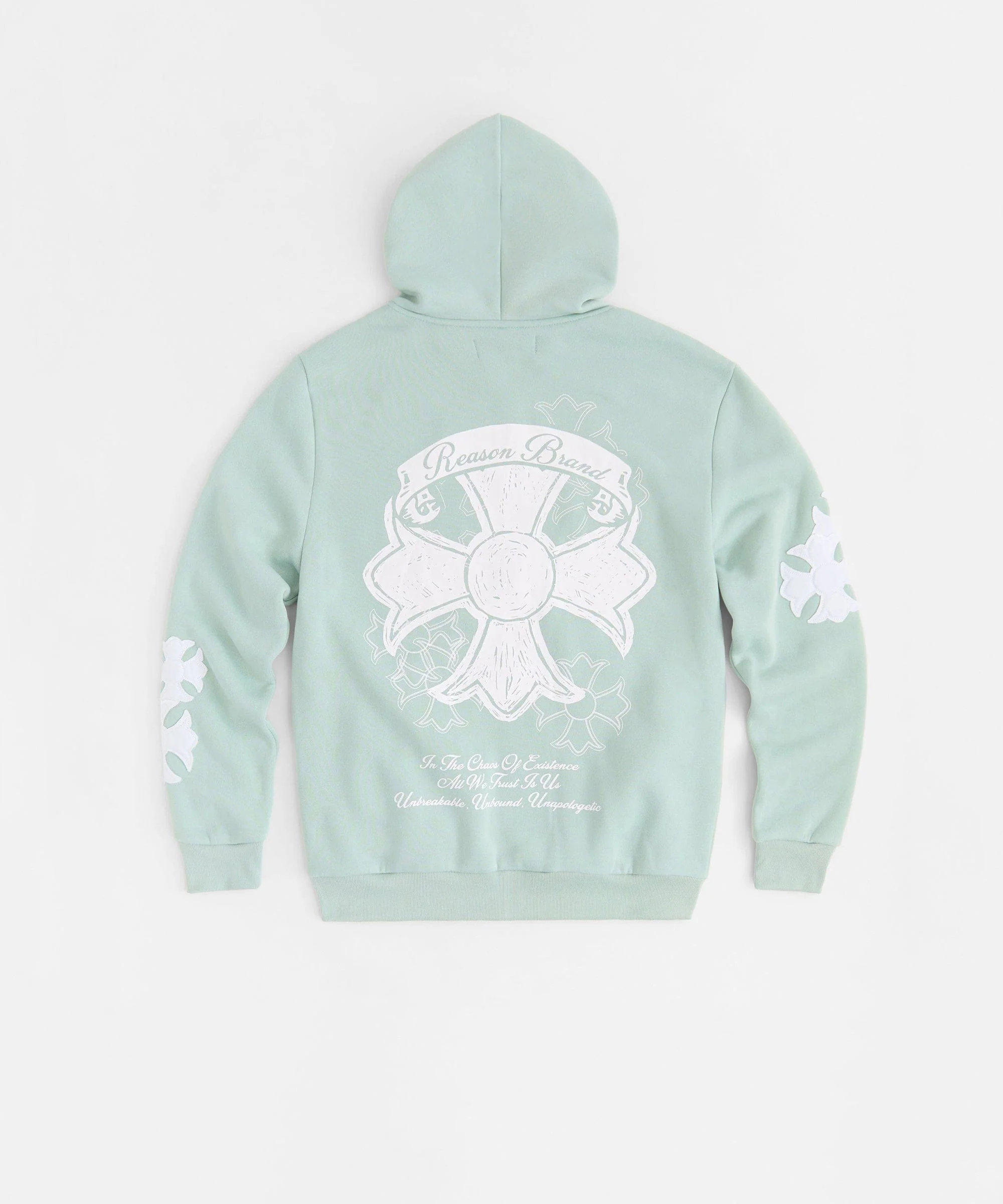 Rebellion Chenille Patched Zip Up Hoodie - Medium Blue - Image 4