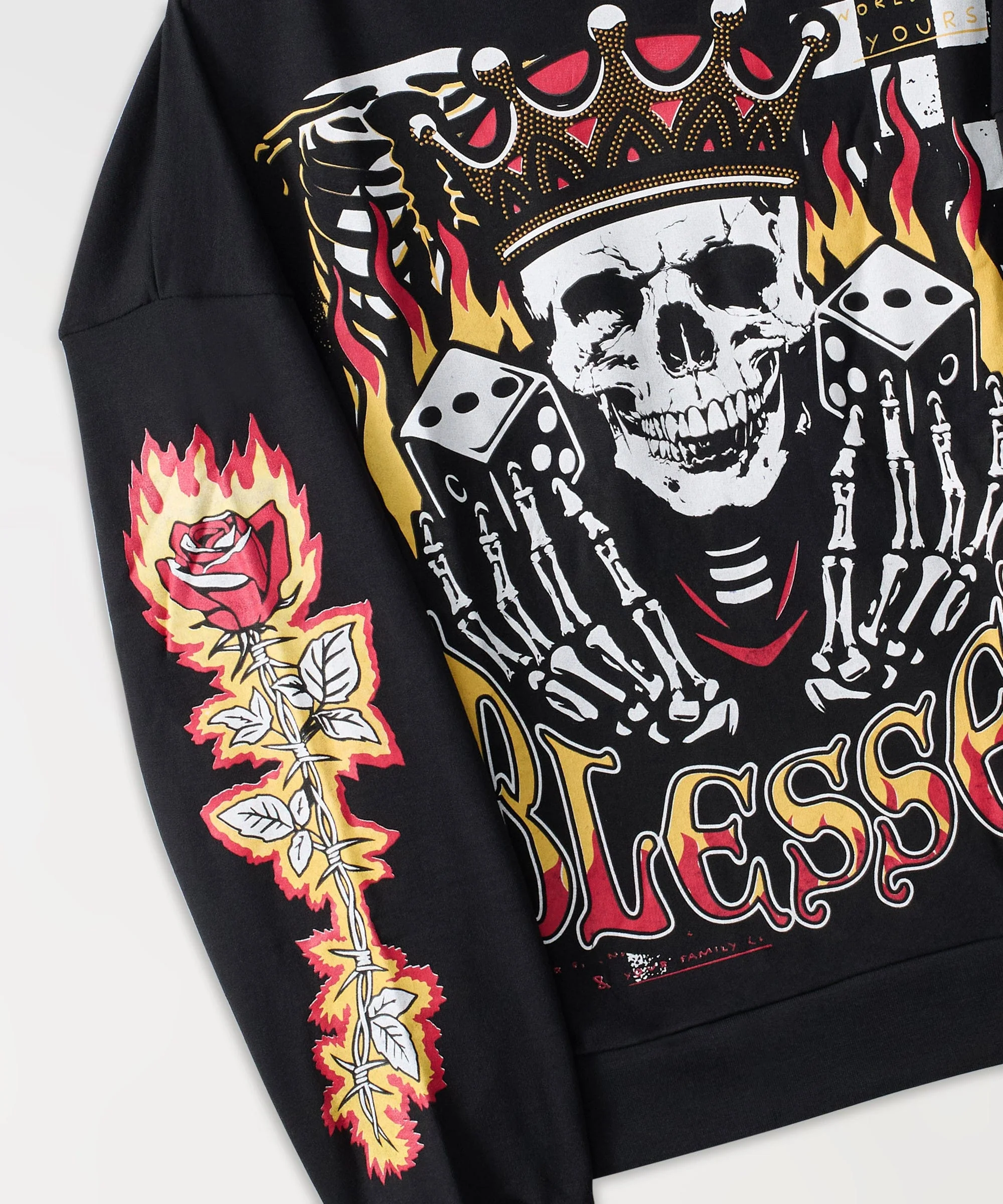 Rhinestone Blessed Hoodie - Black - Image 4