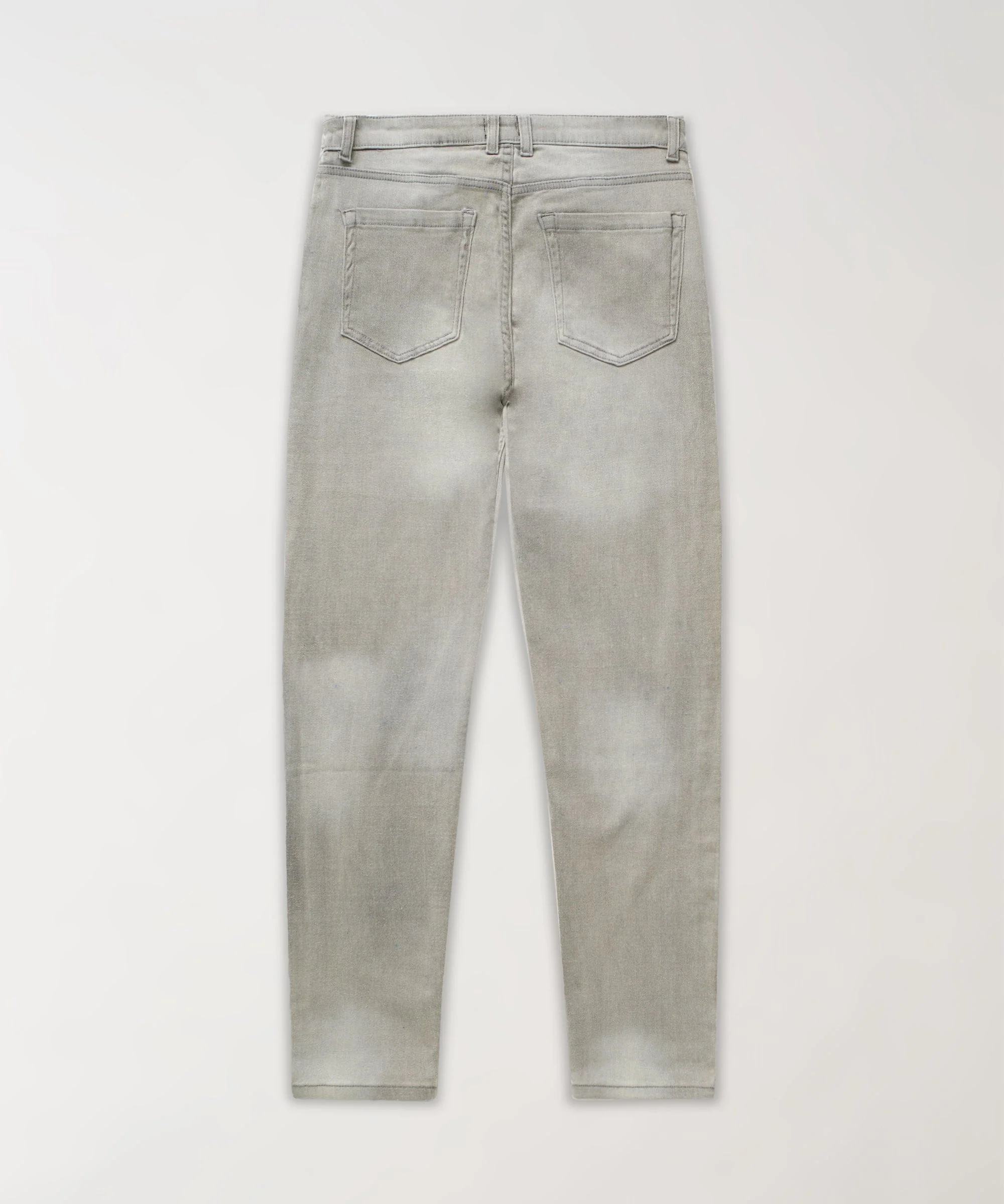 Rhinestone Cross Washed Denim Jeans - Grey - Image 2