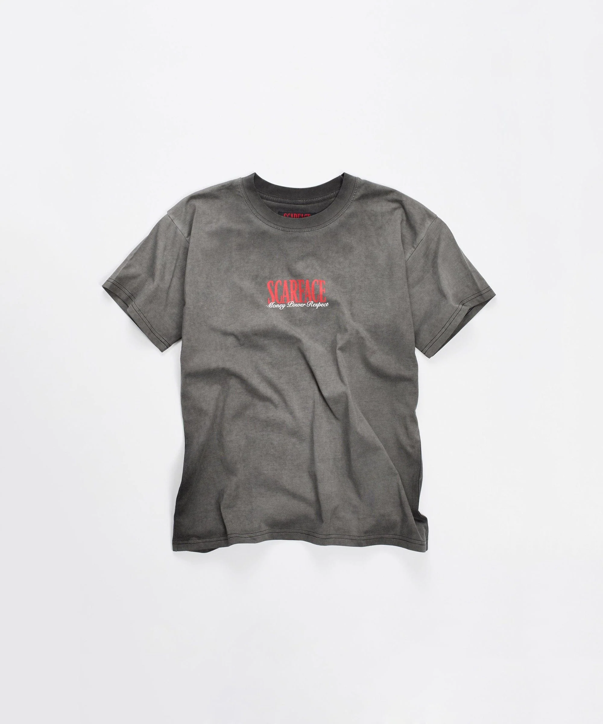 Scarface Money Power Respect Short Sleeve Tee - Washed Black - Image 2