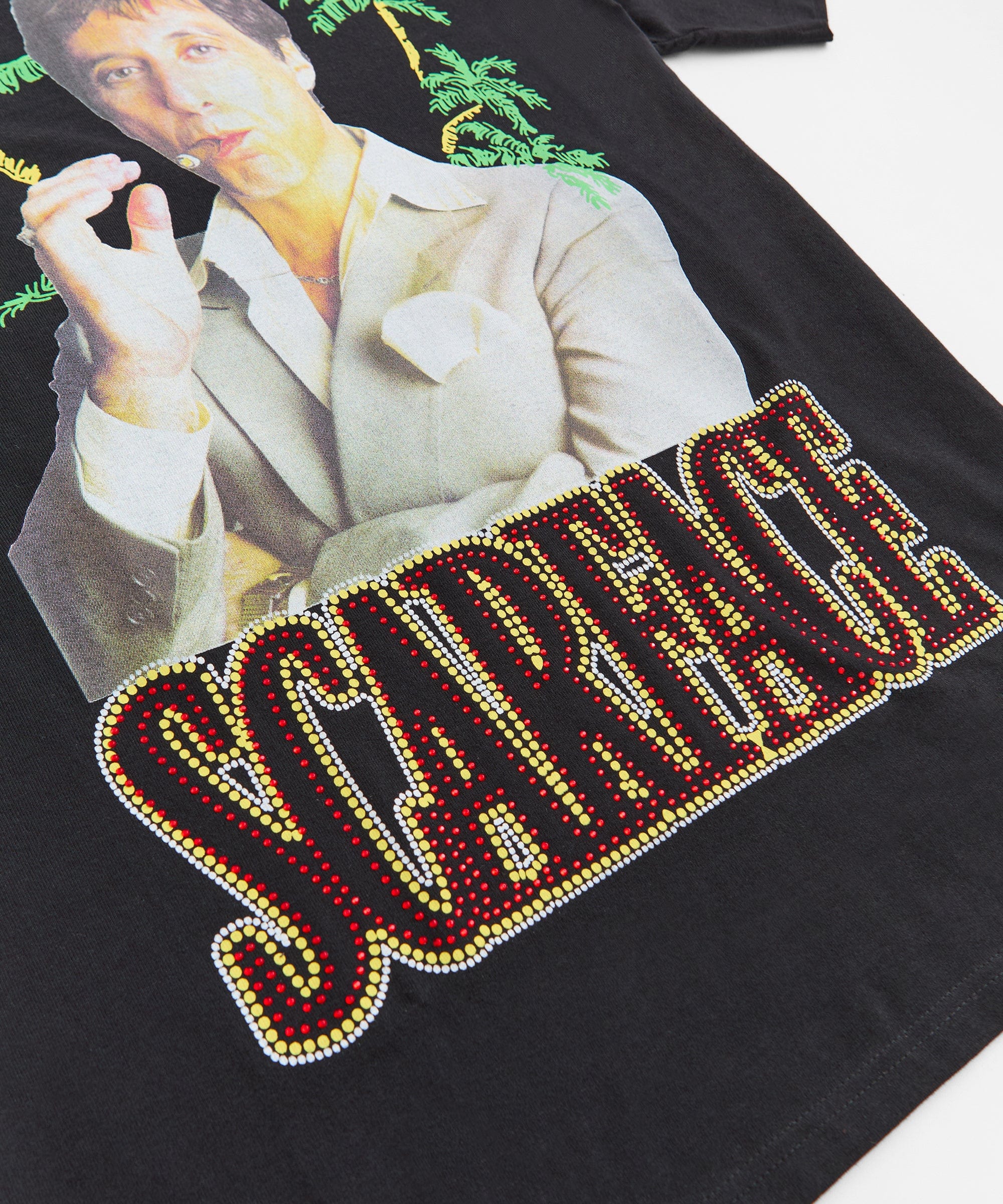Scarface Rhinestone Short Sleeve Tee - Black - Image 5