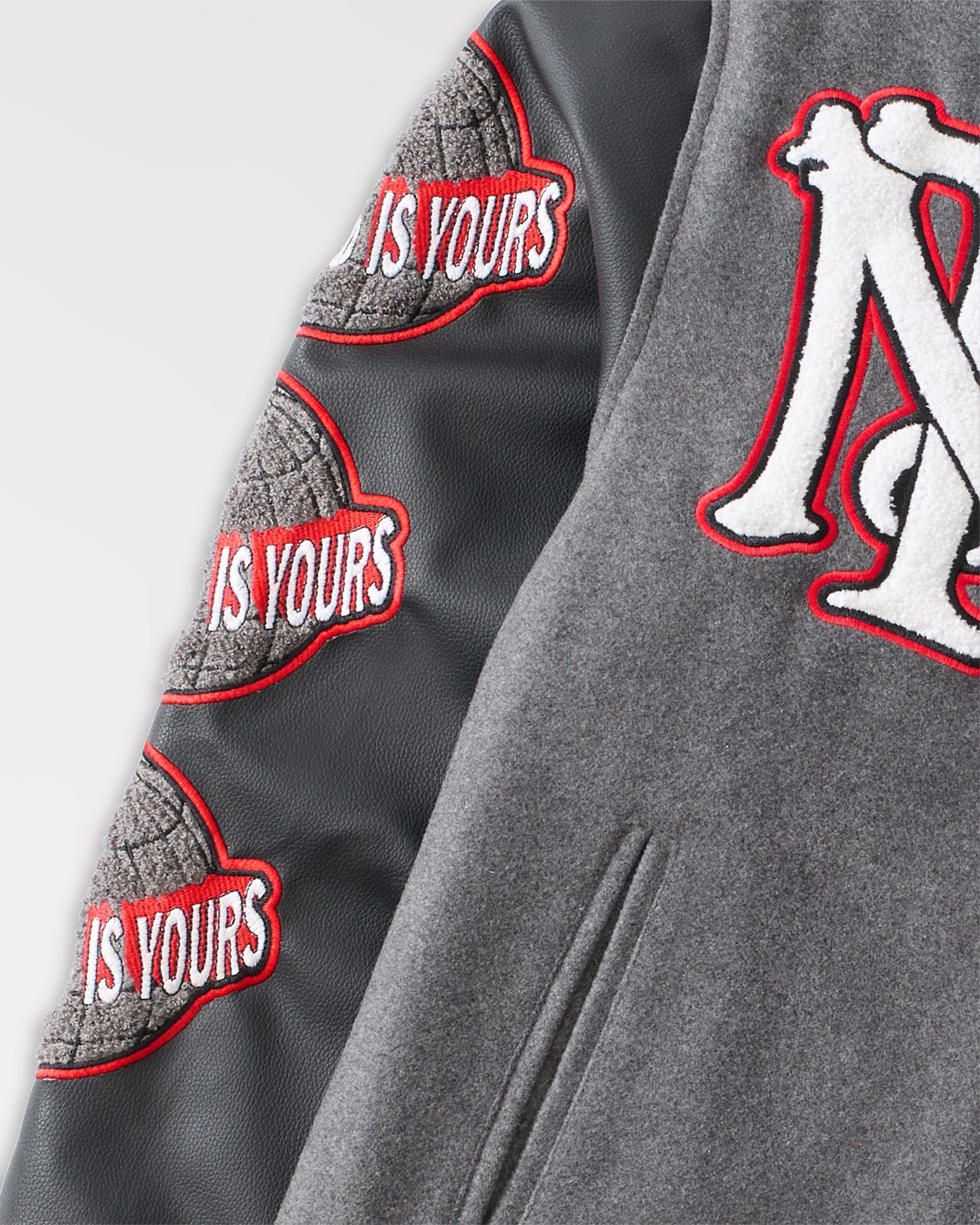 Scarface The World Varsity Jacket PU - Black And Grey - Image 4