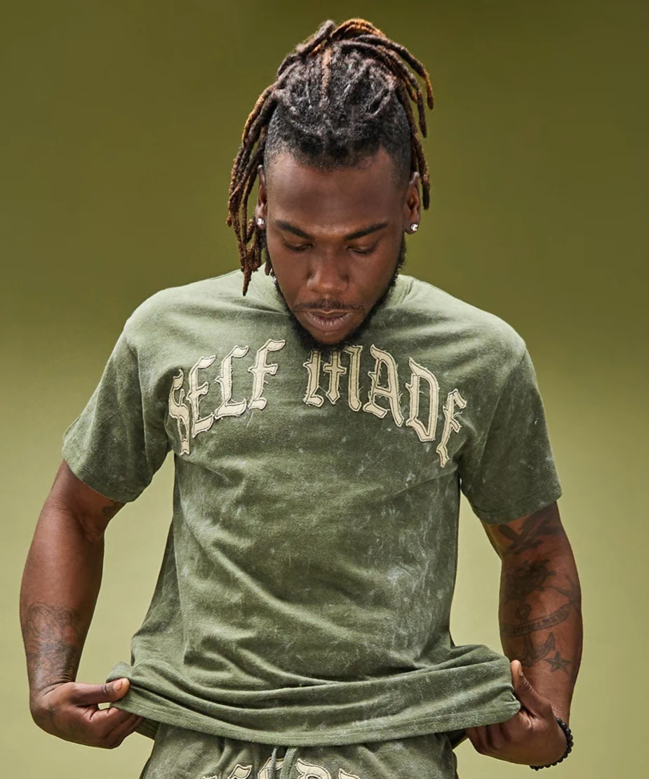 Self Made Self Paid Short Sleeve Tee - Olive Green - Image 2