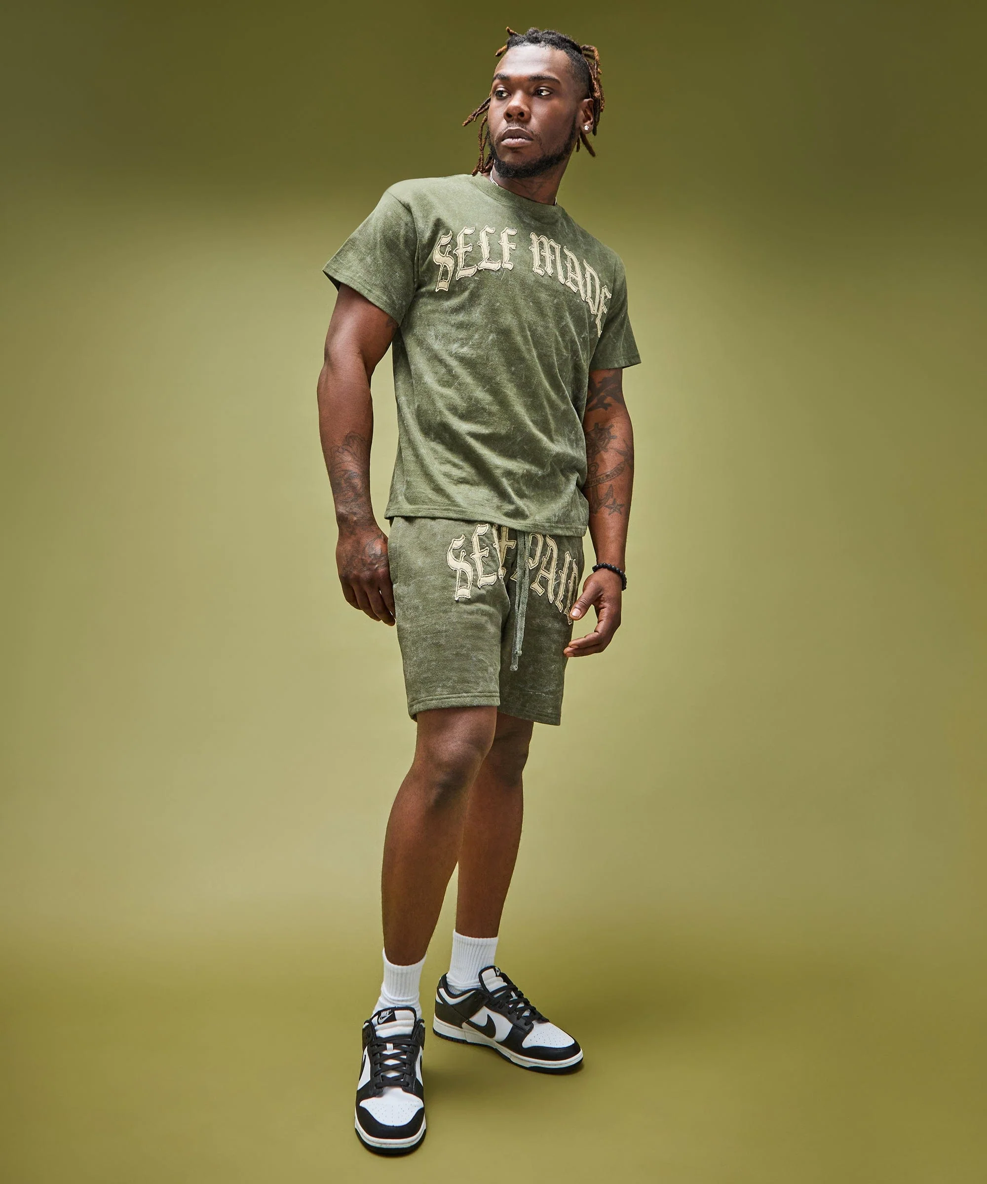 Self Made Self Paid Short Sleeve Tee - Olive Green - Image 3