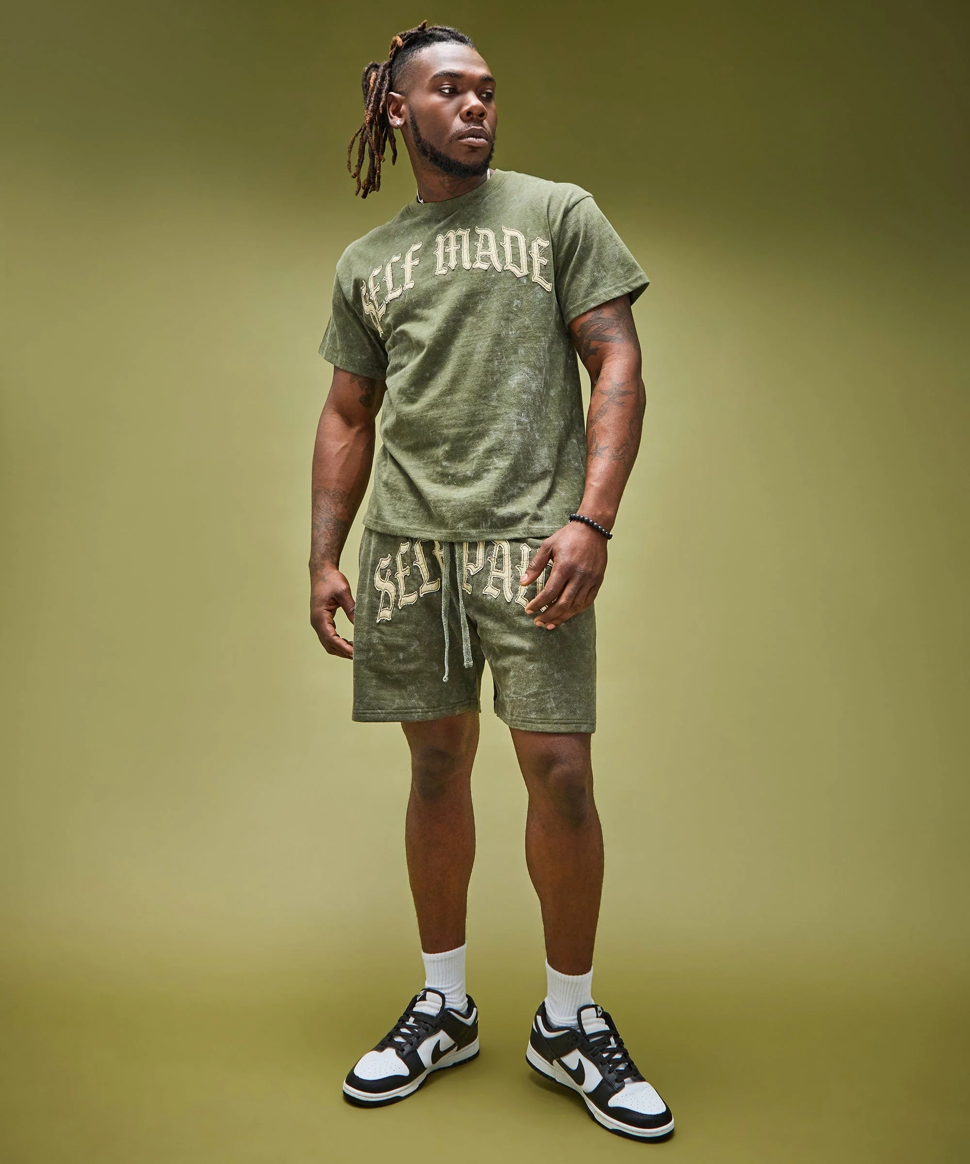 Self Made Self Paid Short Sleeve Tee - Olive Green - Image 5