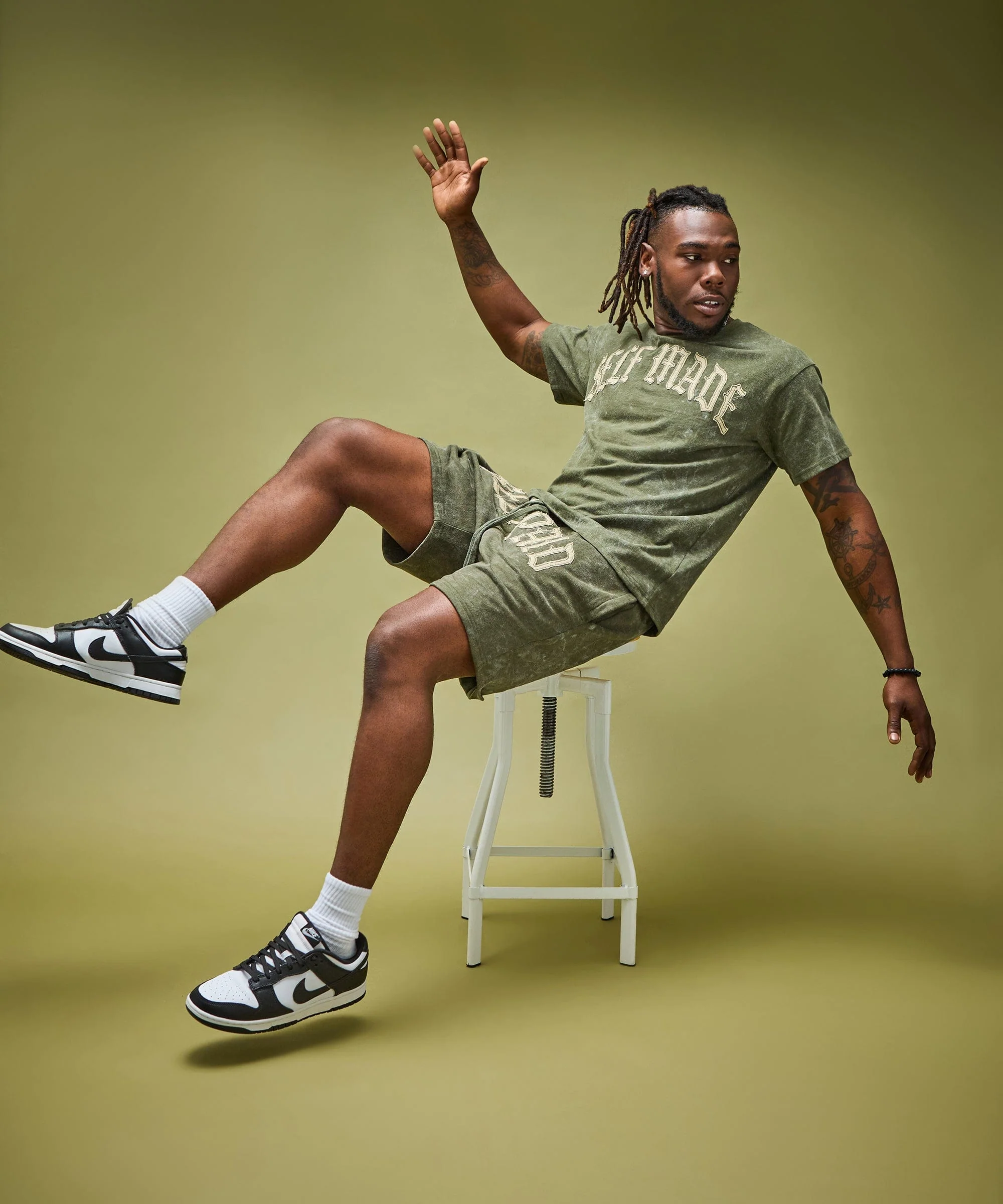 Self Made Self Paid Short Sleeve Tee - Olive Green - Image 6