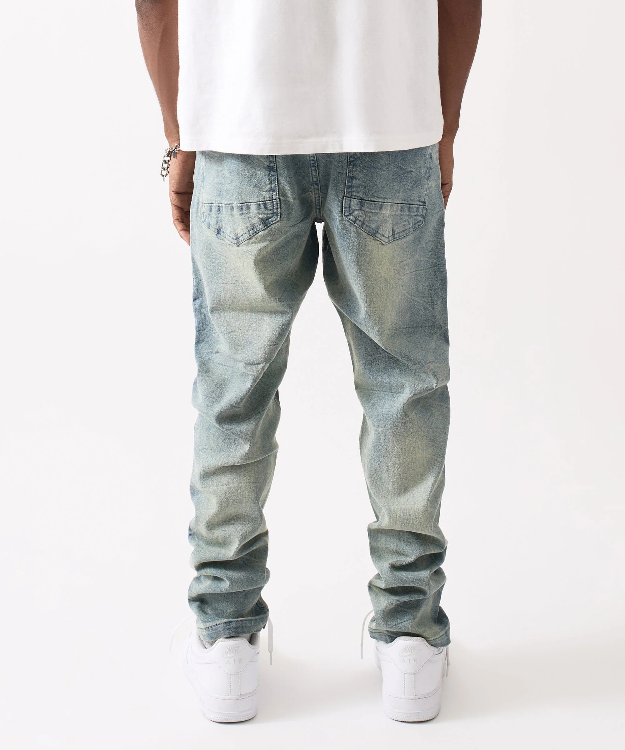 Cross Light Wash Denim Jeans - Light Blue - Image 4