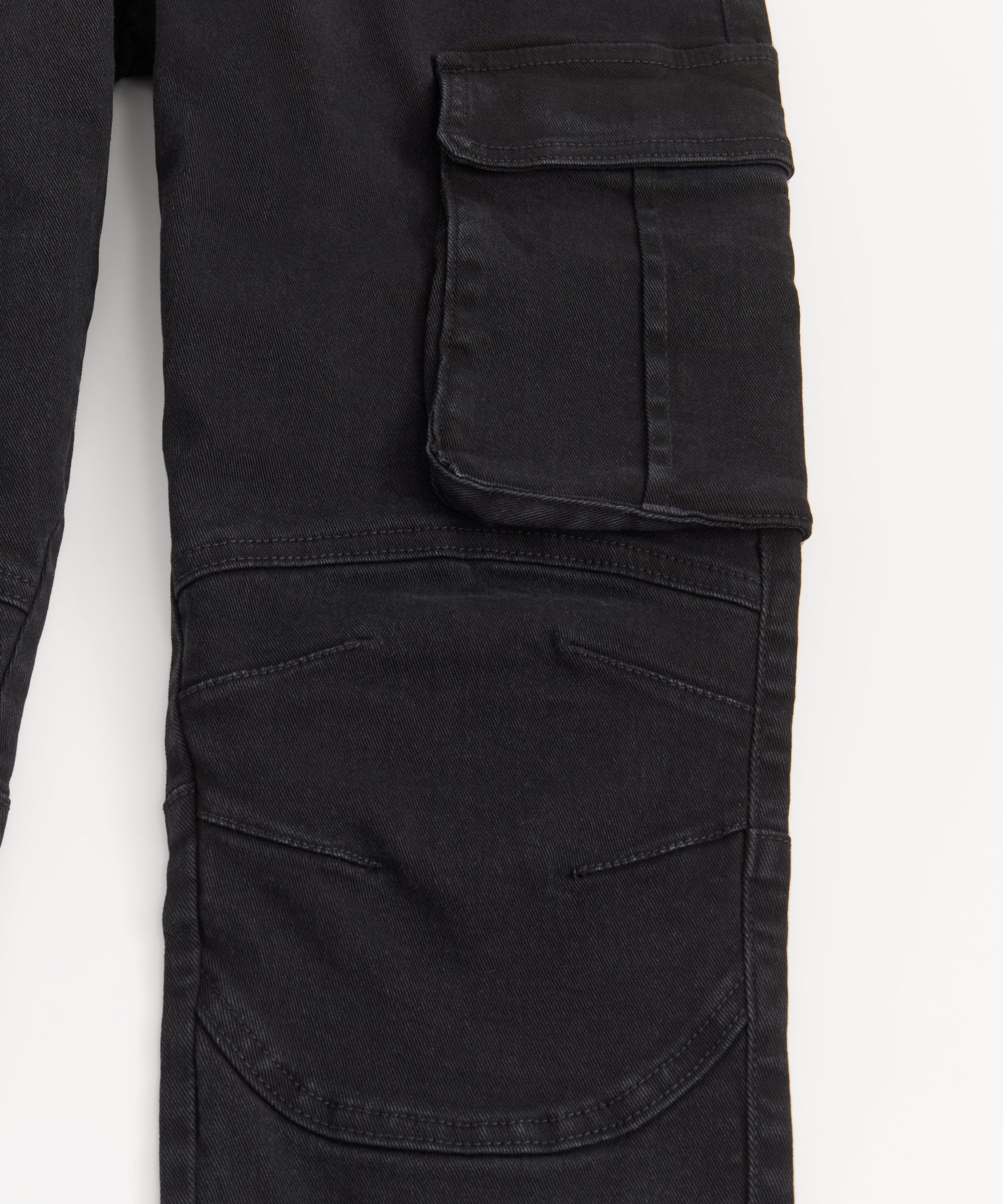 Cargo Fit Denim Pants - Black - Image 4