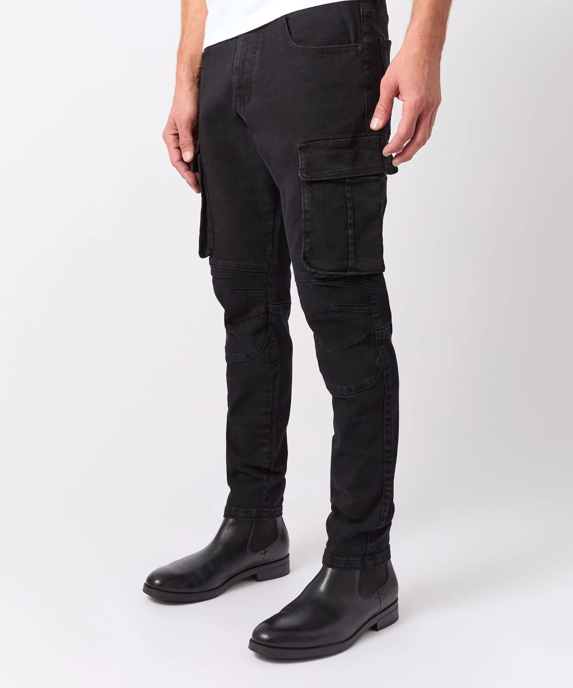 Cargo Fit Denim Pants - Black - Image 5